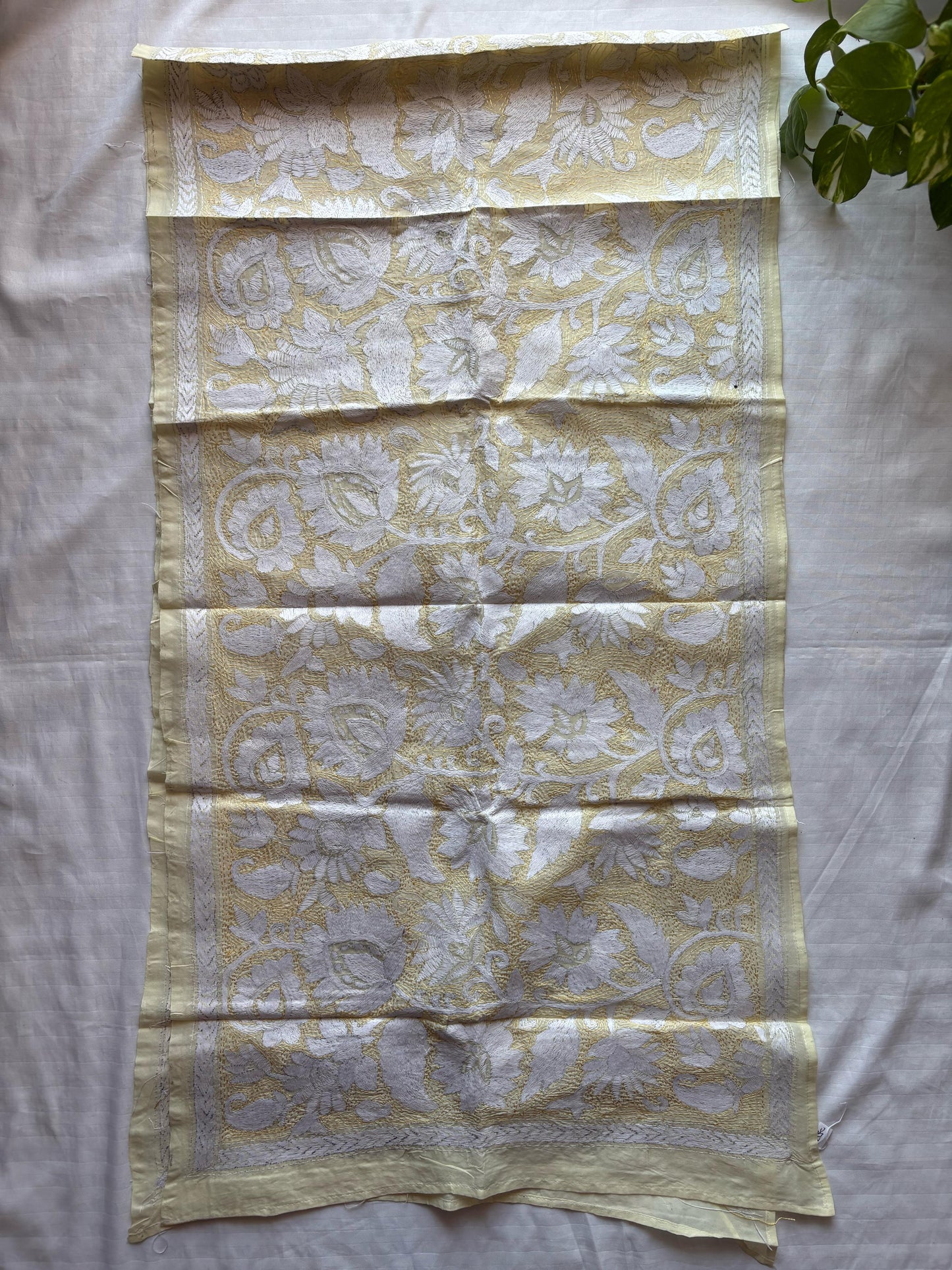 Nakshi Kantha Semi Tusshar silk Stole 22"