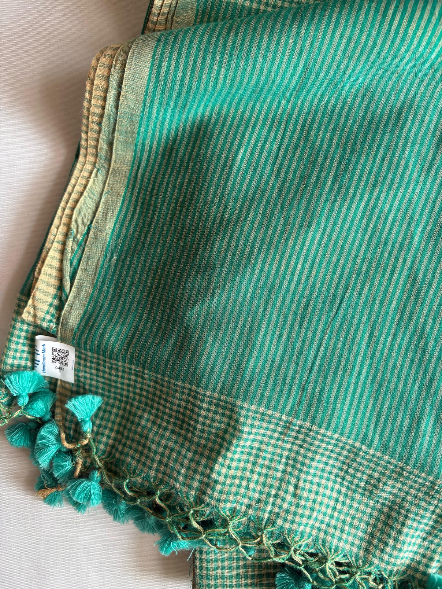 Gamcha Check Mul Cotton handwoven Saree (Handloom Marked)