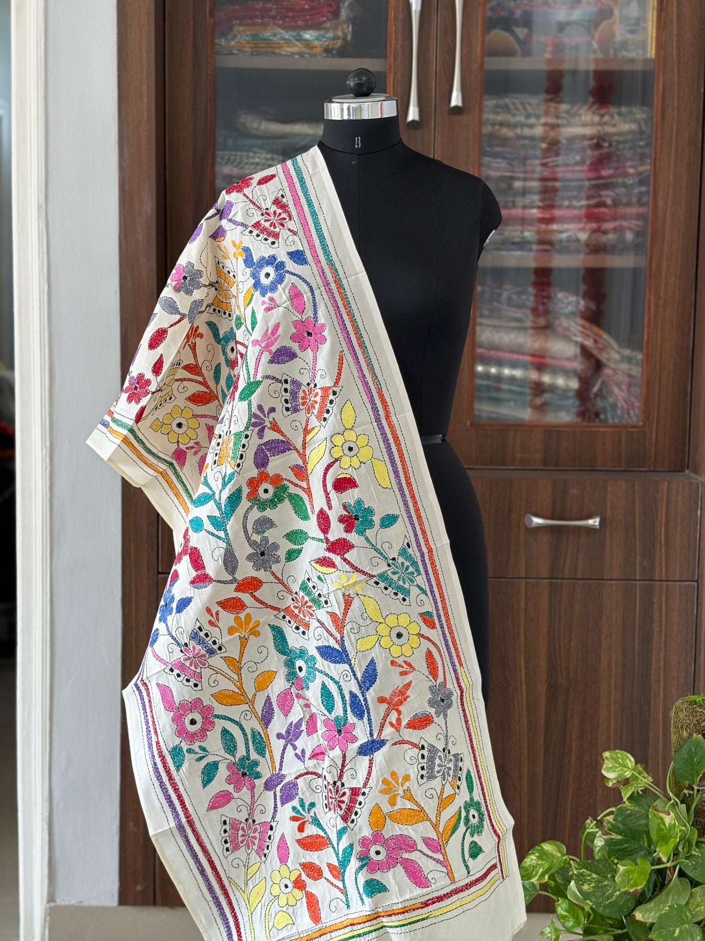 Nakshi Kantha Semi Tusshar silk Stole