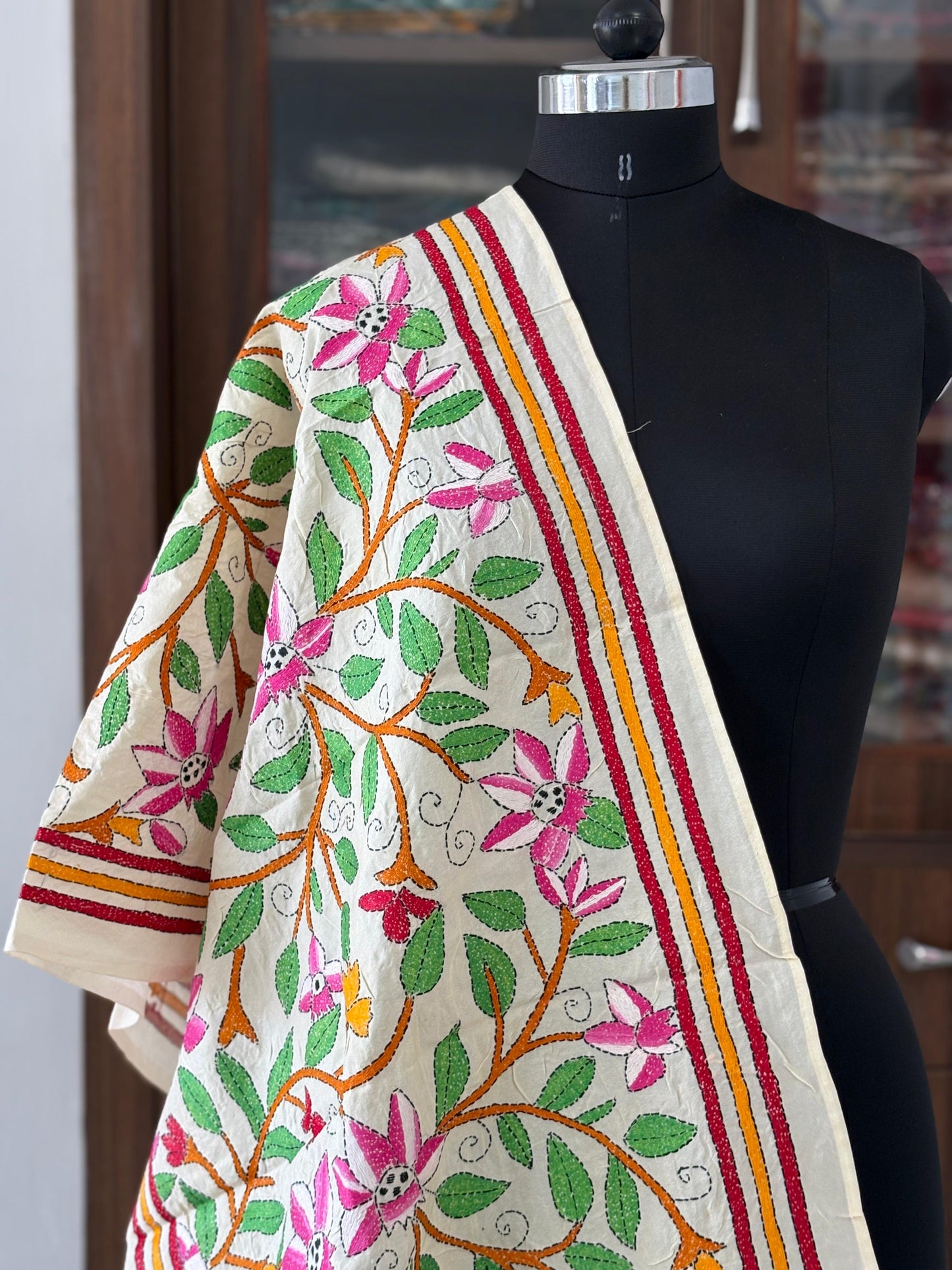 Nakshi Kantha Semi Tusshar silk Stole