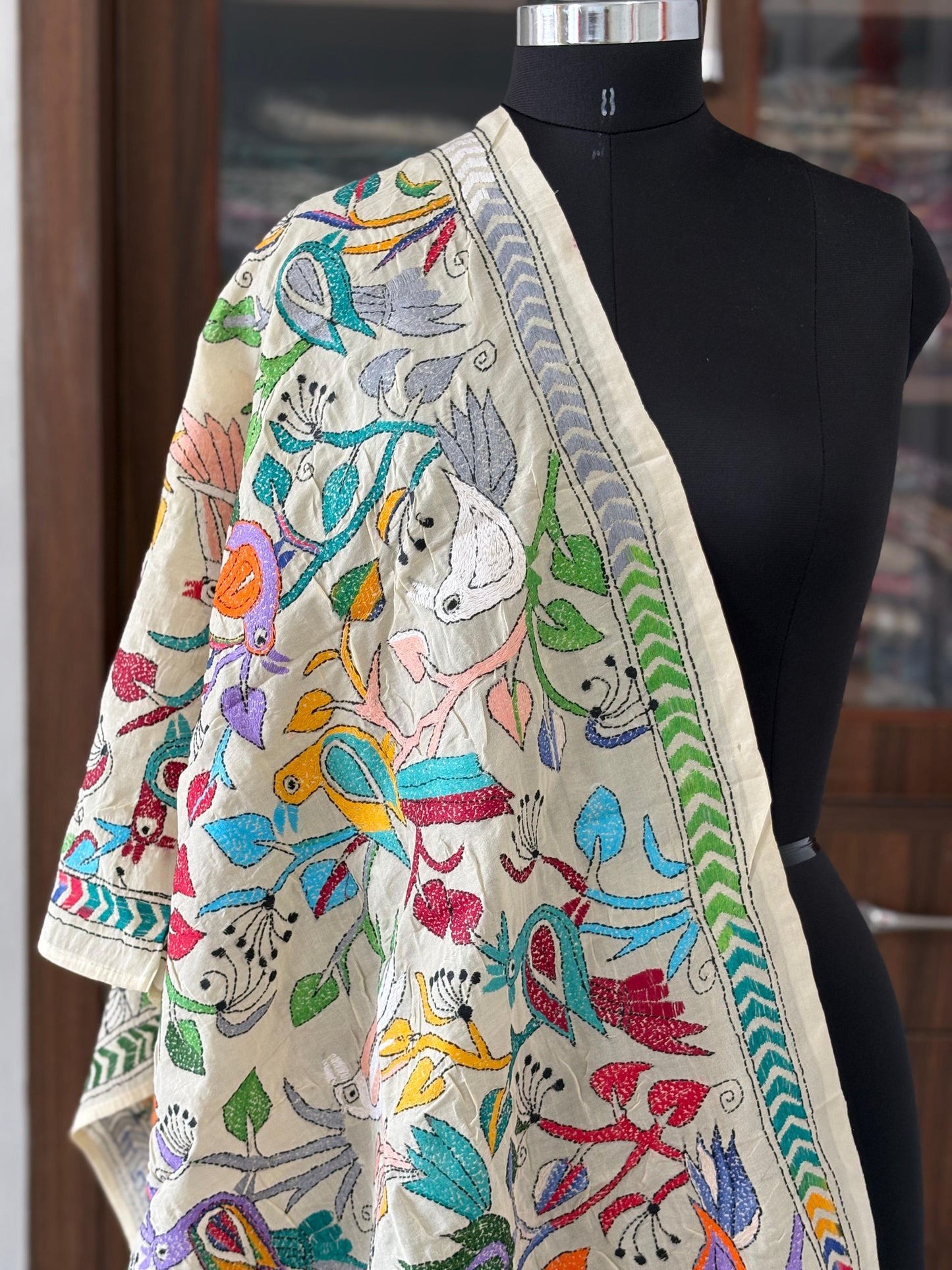 Nakshi Kantha Semi Tusshar silk Stole