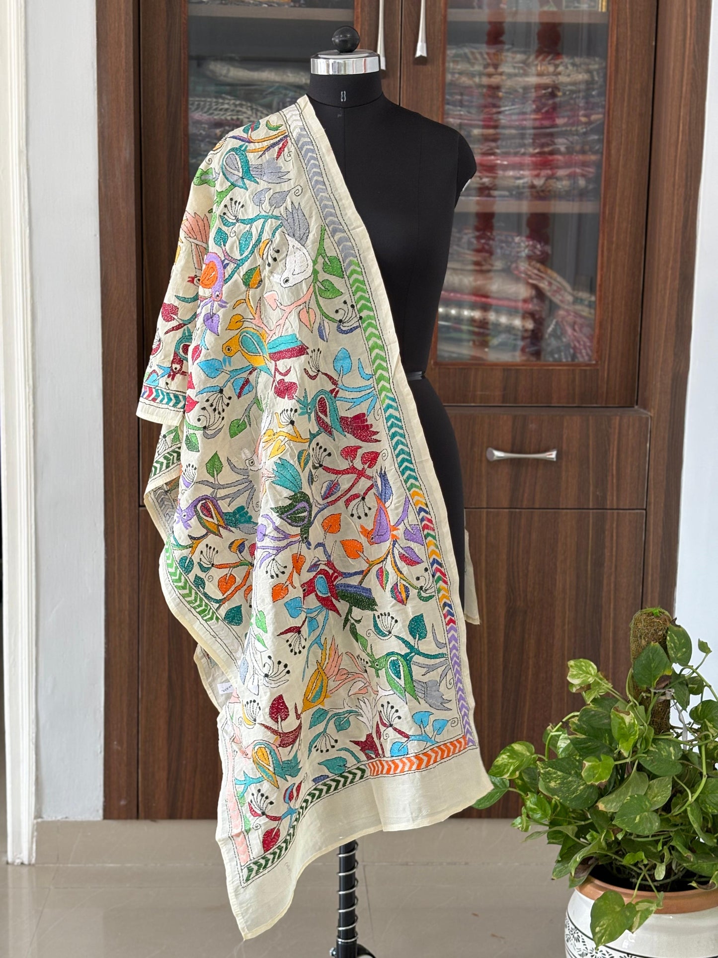 Nakshi Kantha Semi Tusshar silk Stole