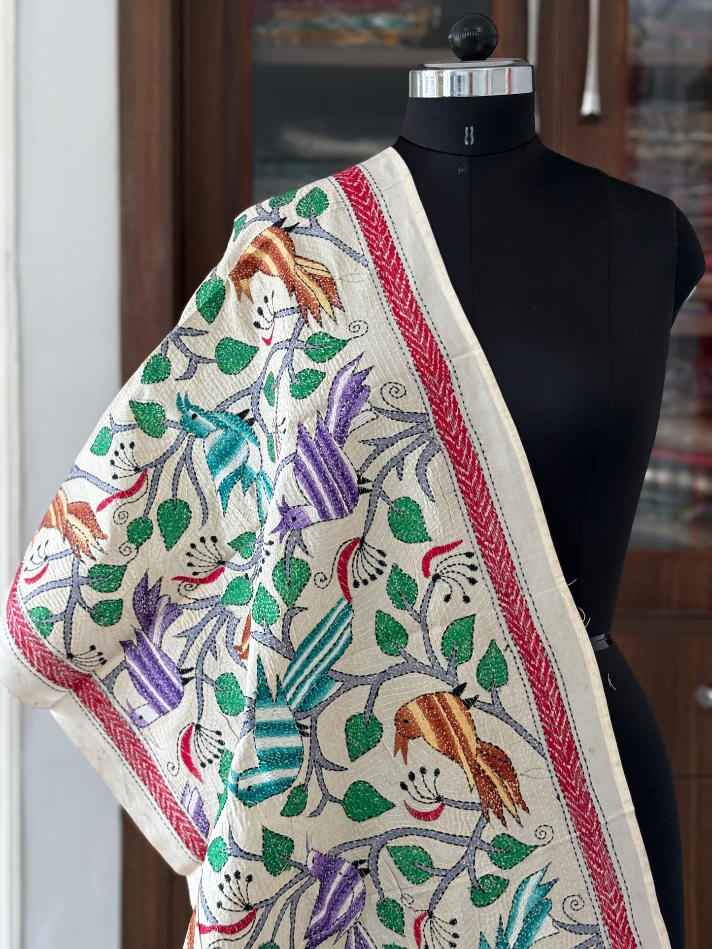 Nakshi Kantha Semi Tusshar silk Stole