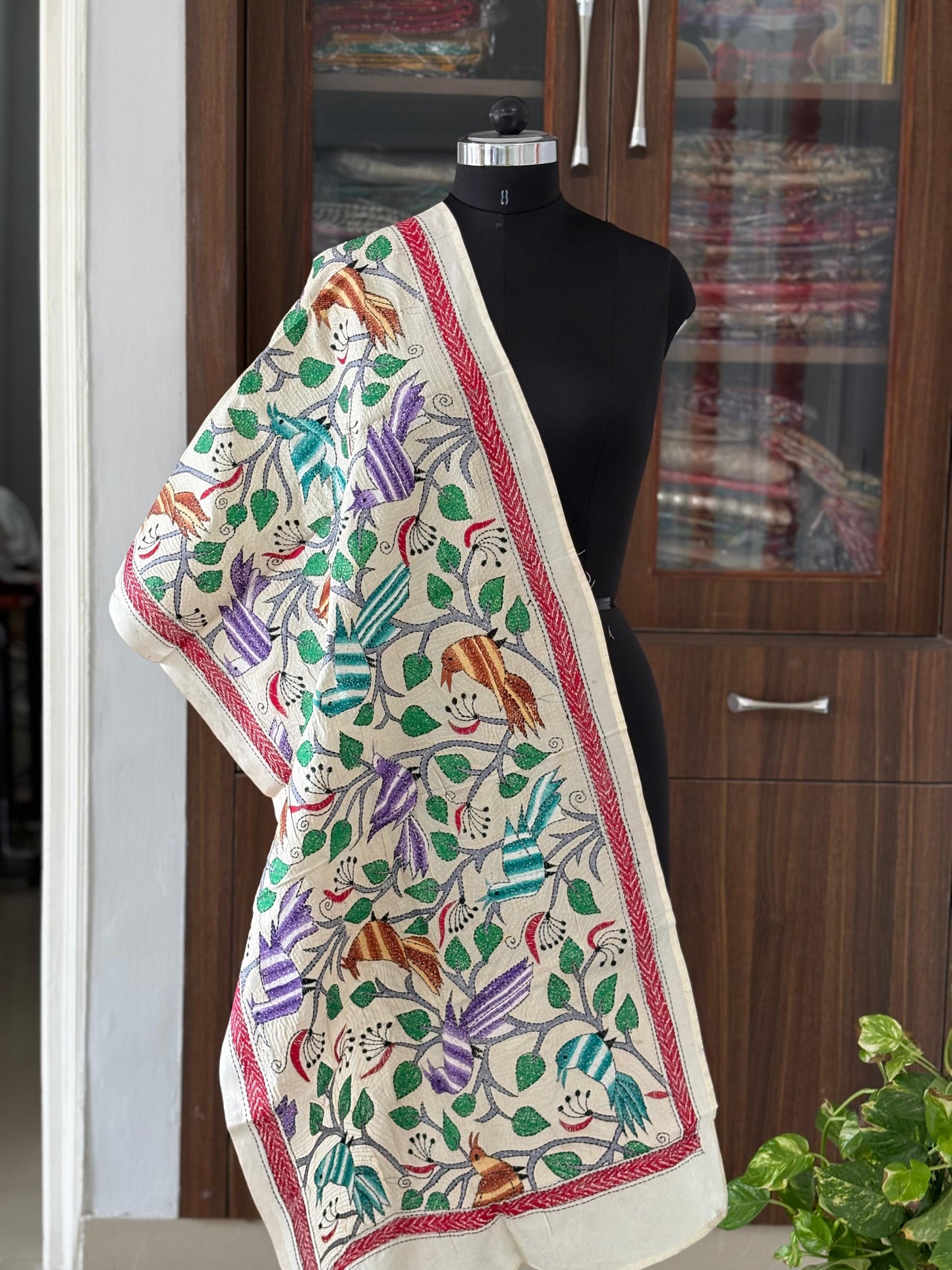 Nakshi Kantha Semi Tusshar silk Stole