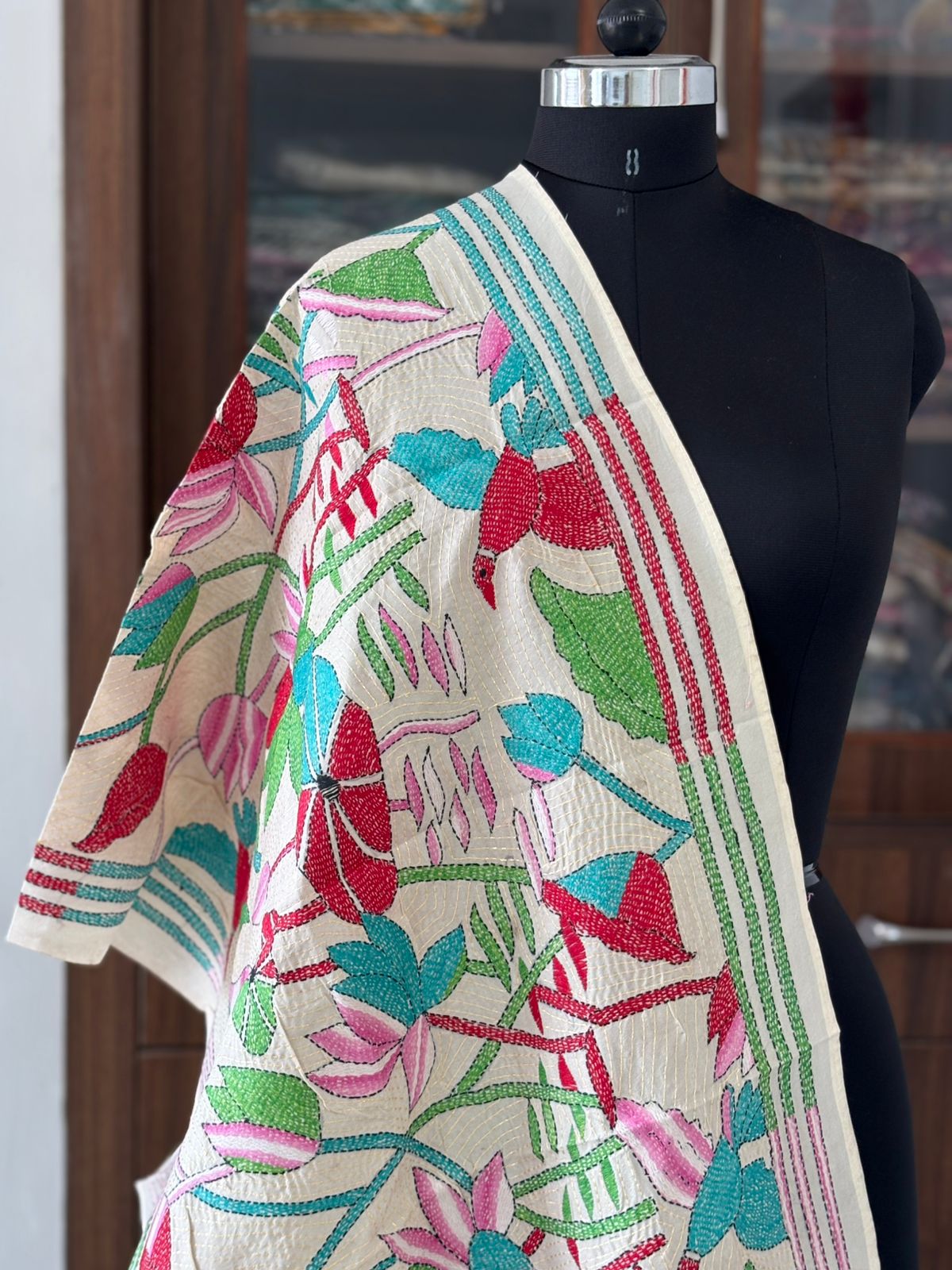 Nakshi Kantha Semi Tusshar silk Stole