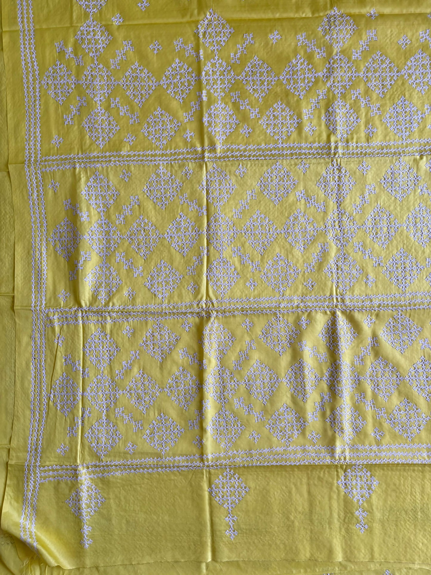 Gujrati Stitch/Kutch Hand Embroidered Art Silk Saree