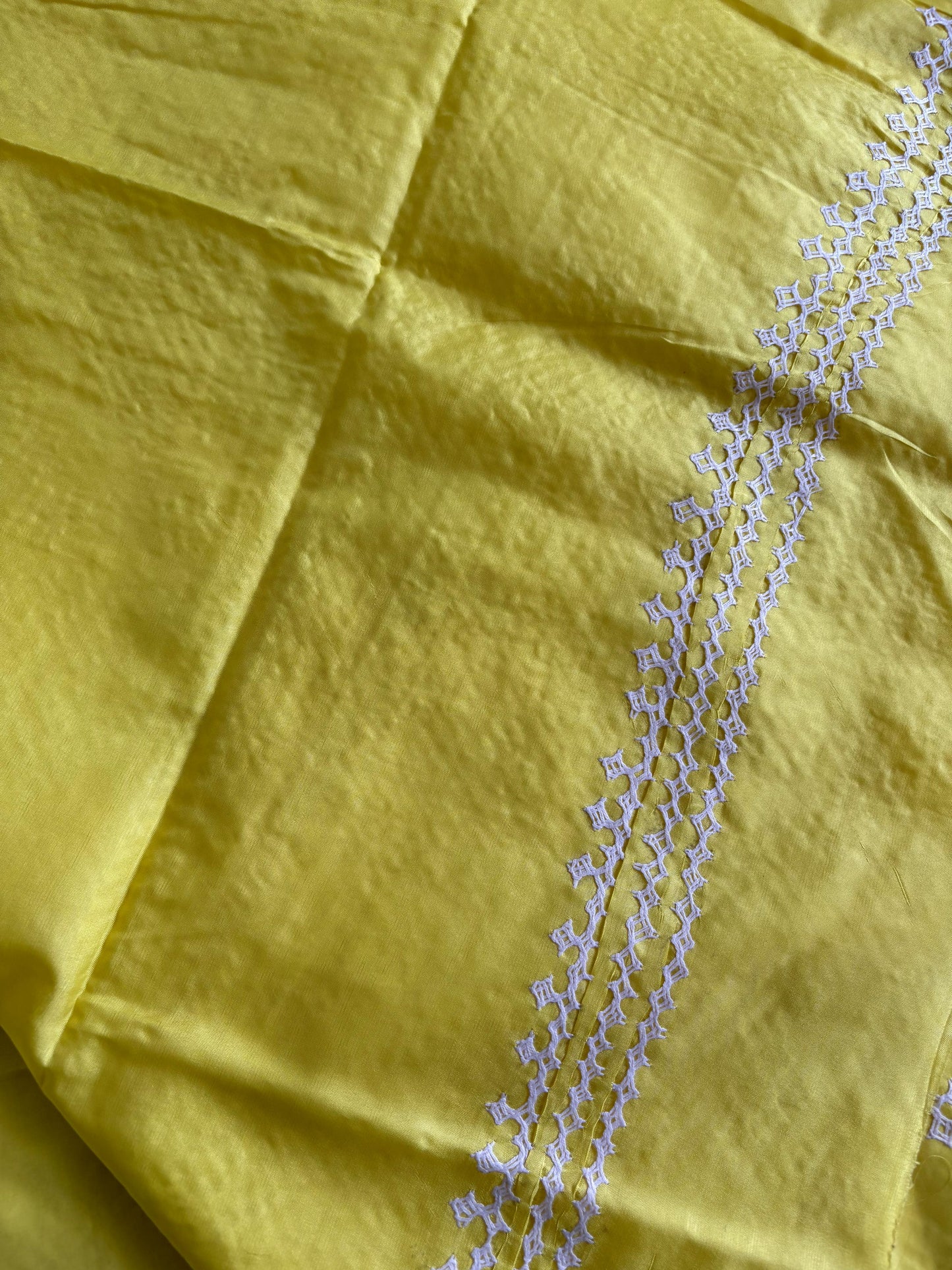 Gujrati Stitch/Kutch Hand Embroidered Art Silk Saree