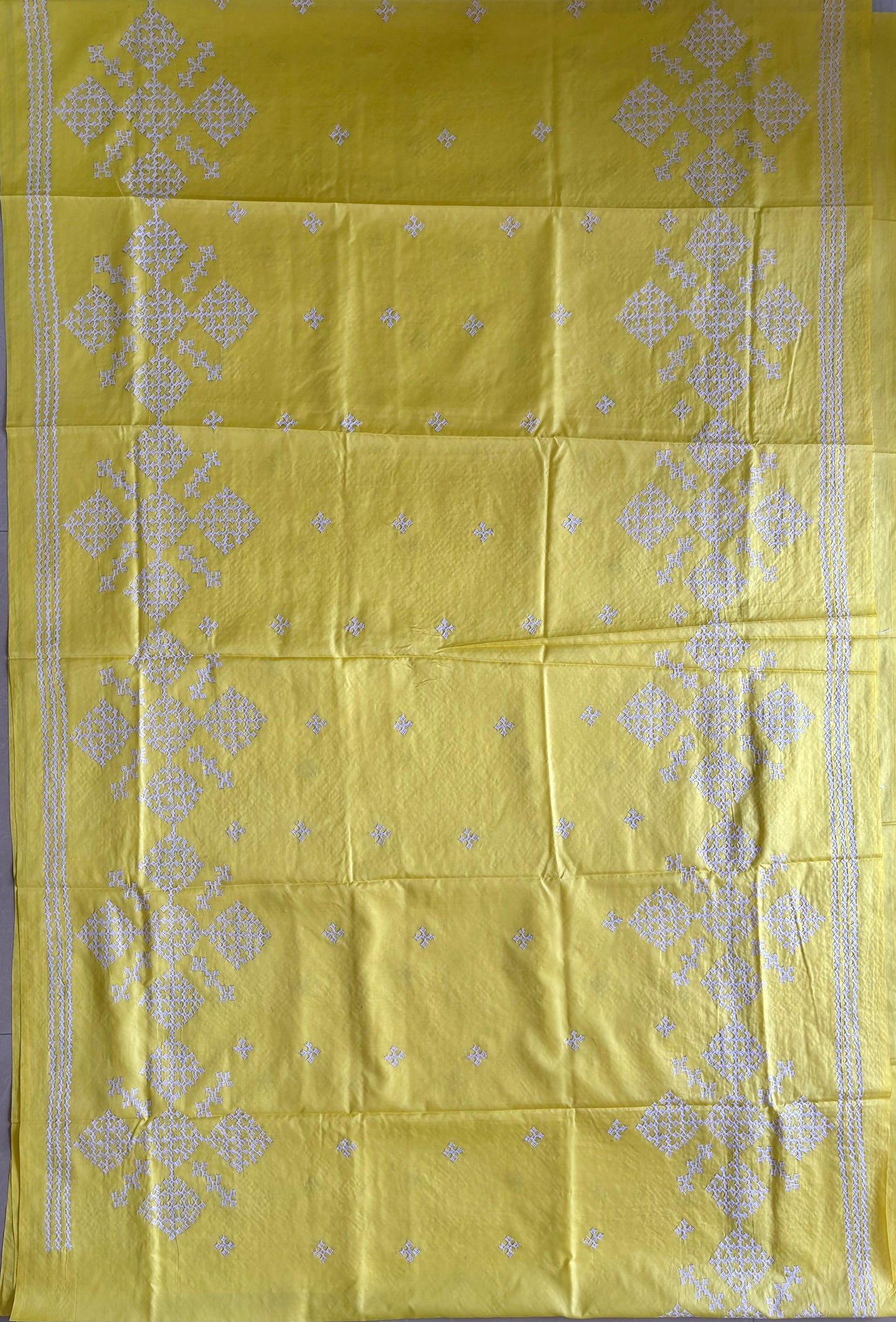 Gujrati Stitch/Kutch Hand Embroidered Art Silk Saree