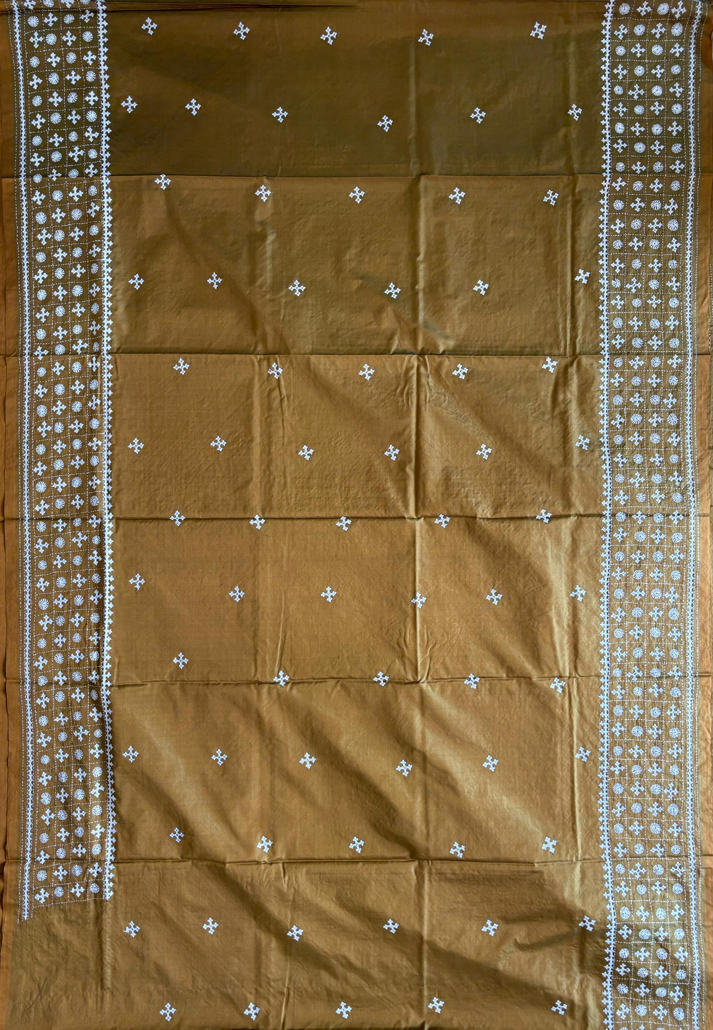 Gujrati Stitch/Kutch Hand Embroidered Art Silk Saree