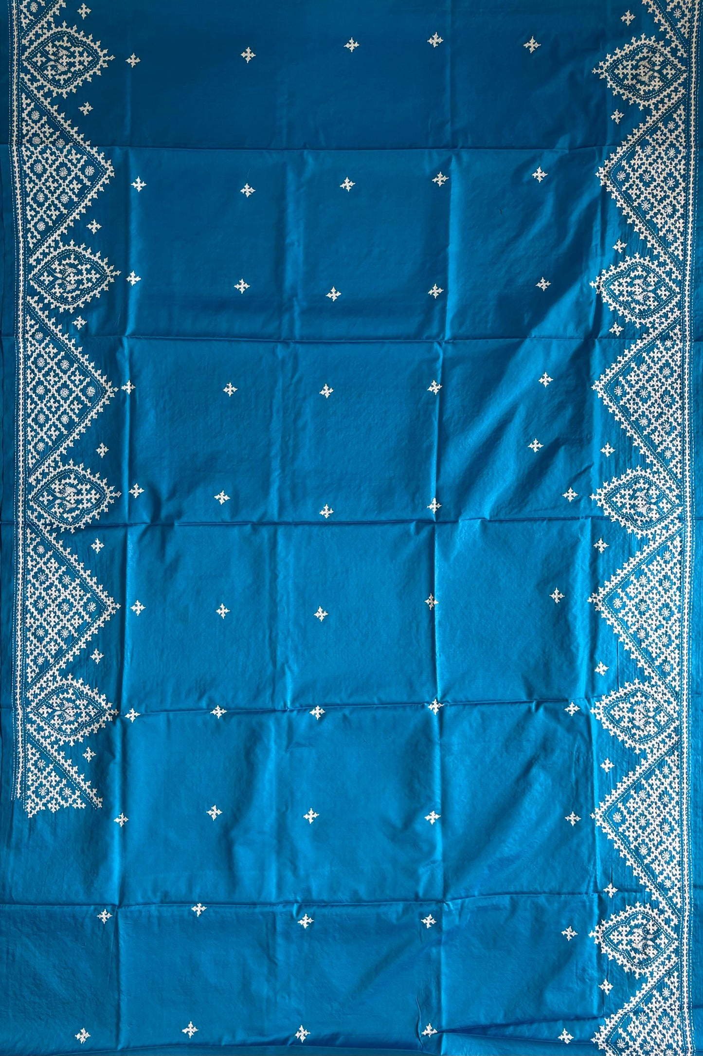 Gujrati Stitch/Kutch Hand Embroidered Art Silk Saree