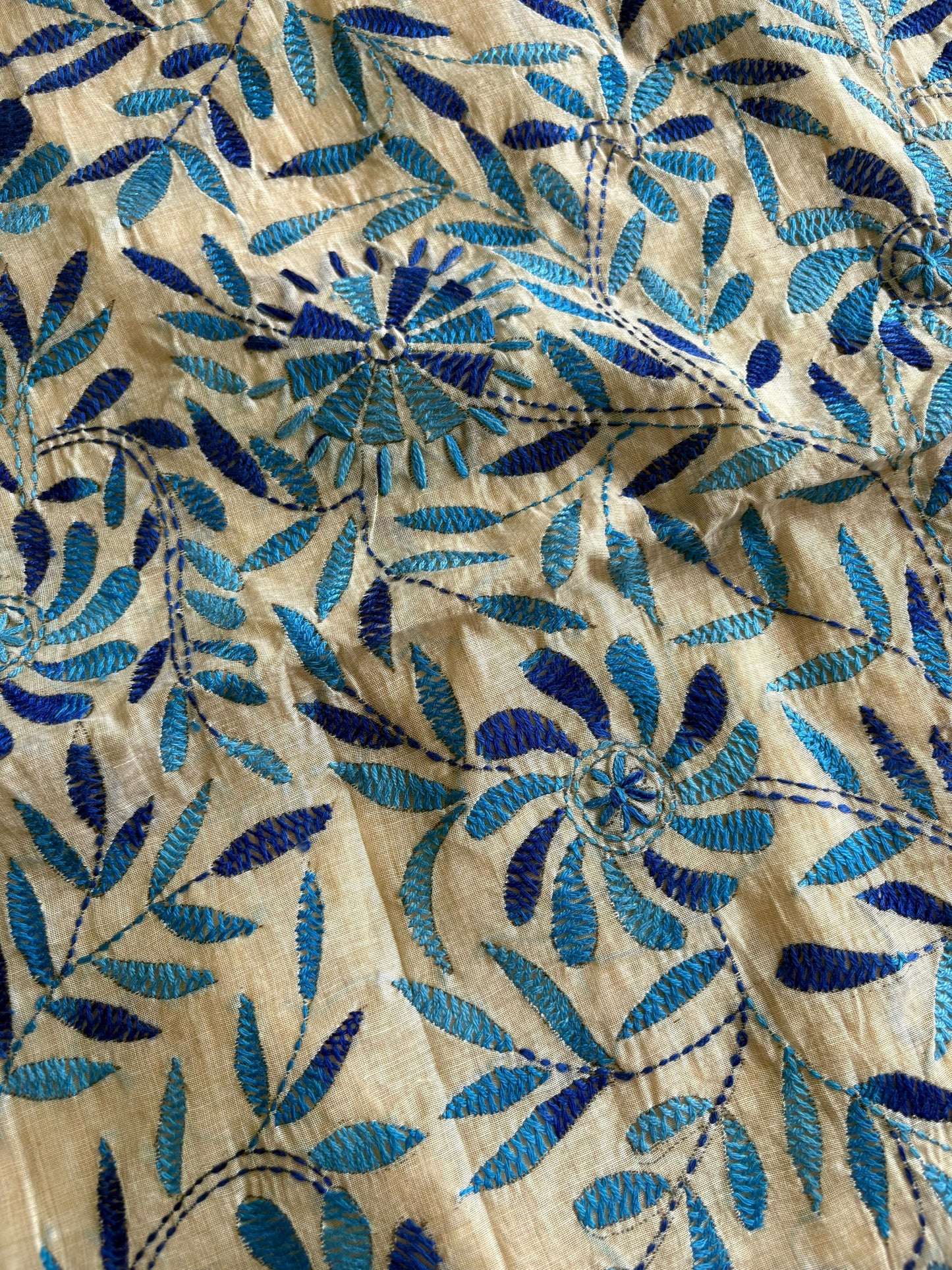 Kantha Hand Embroidered semi tassar silk Saree