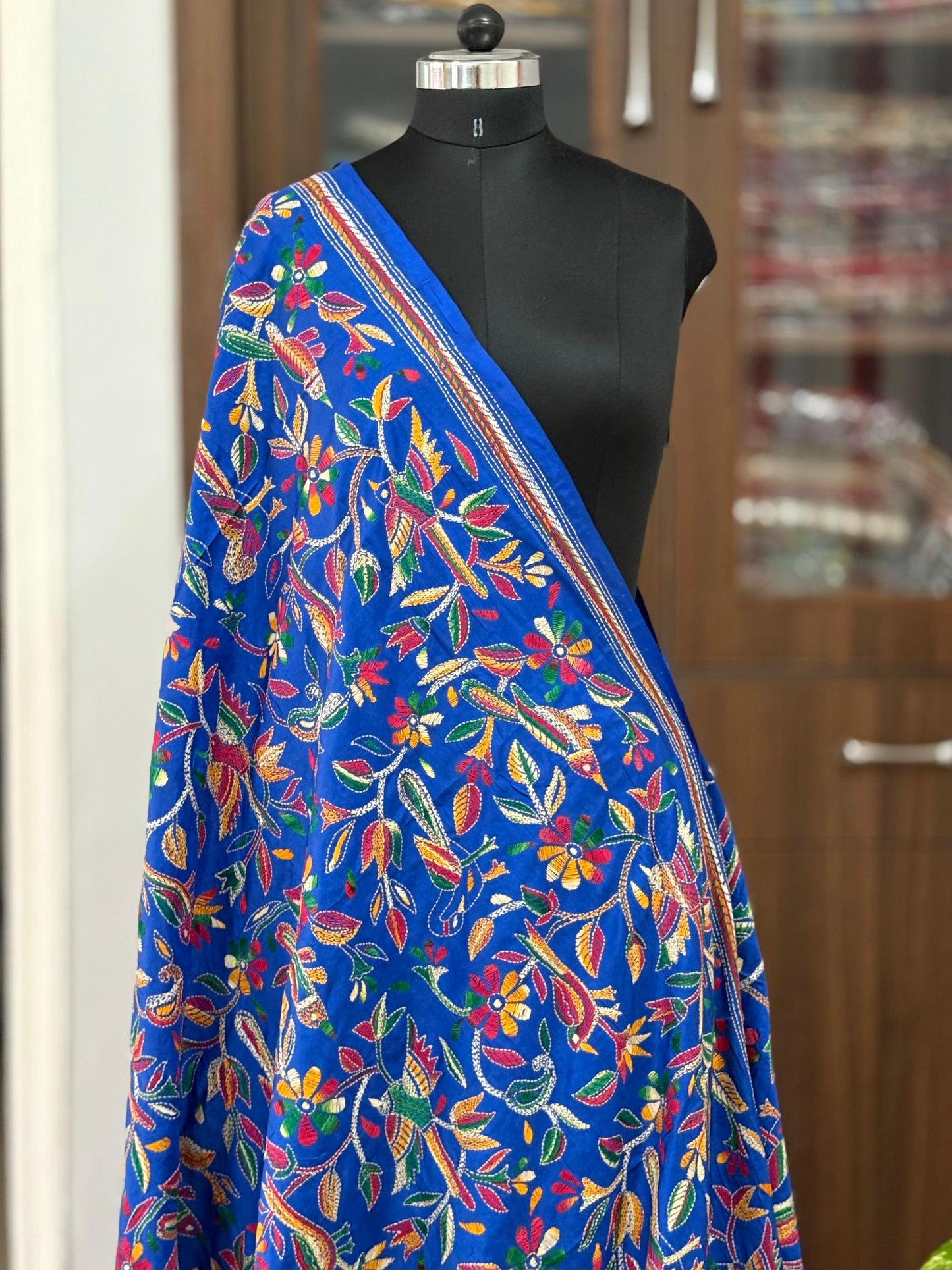 Kantha Stitch Hand Embroidary Full Work Blended Banglore Silk Dupatta 44″