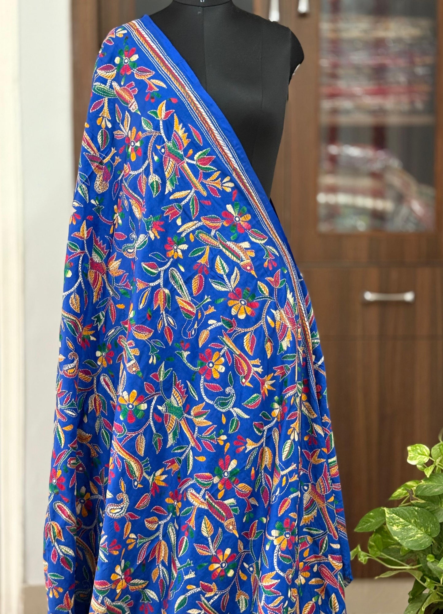Kantha Stitch Hand Embroidary Full Work Blended Banglore Silk Dupatta 44″