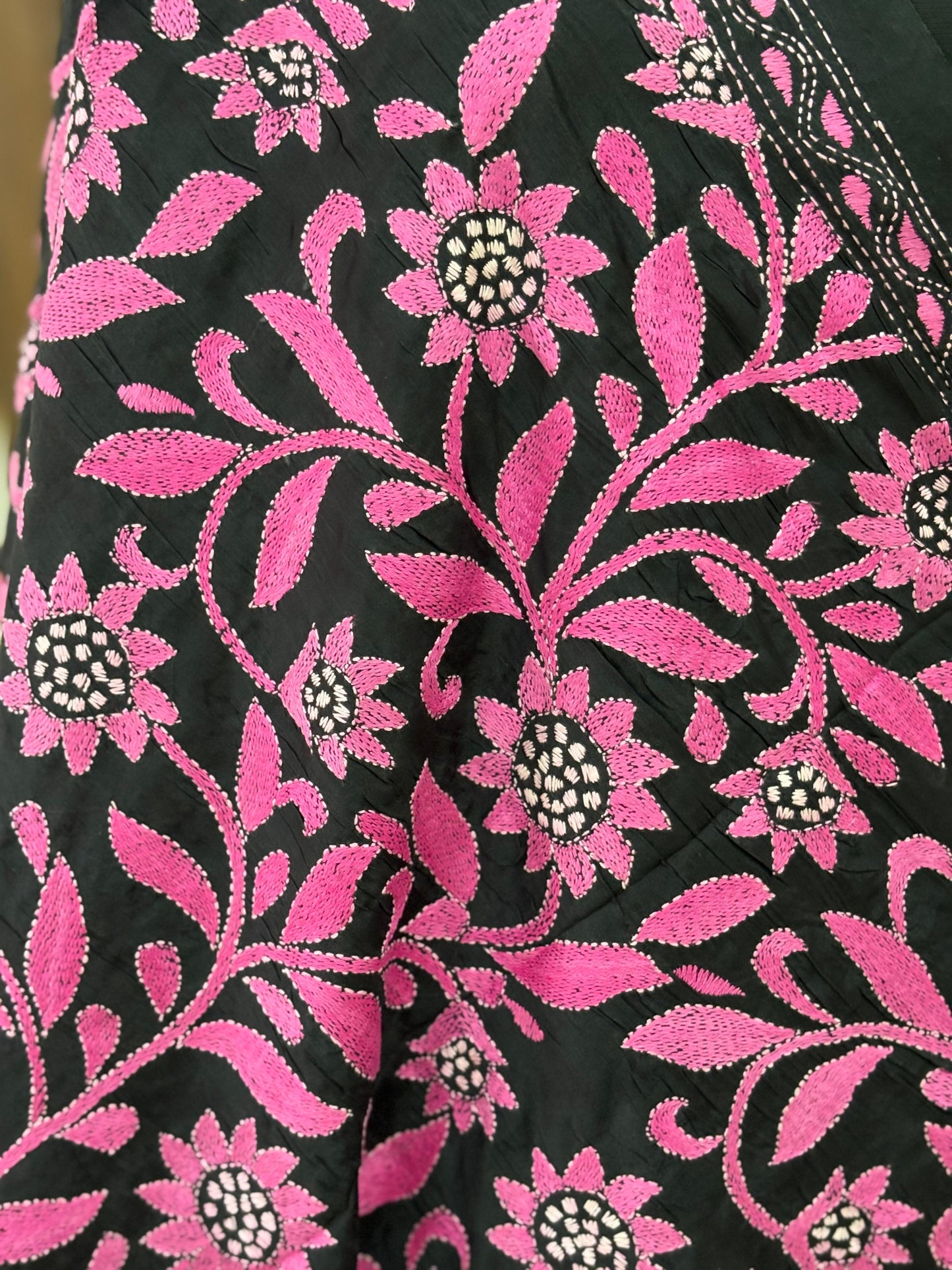Kantha Stitch Hand Embroidary Full Work Blended Banglore Silk Dupatta 44″