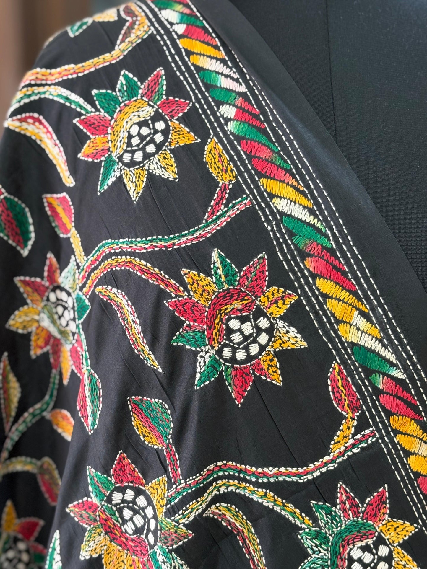 Kantha Stitch Hand Embroidary Full Work Blended Banglore Silk Dupatta 44″