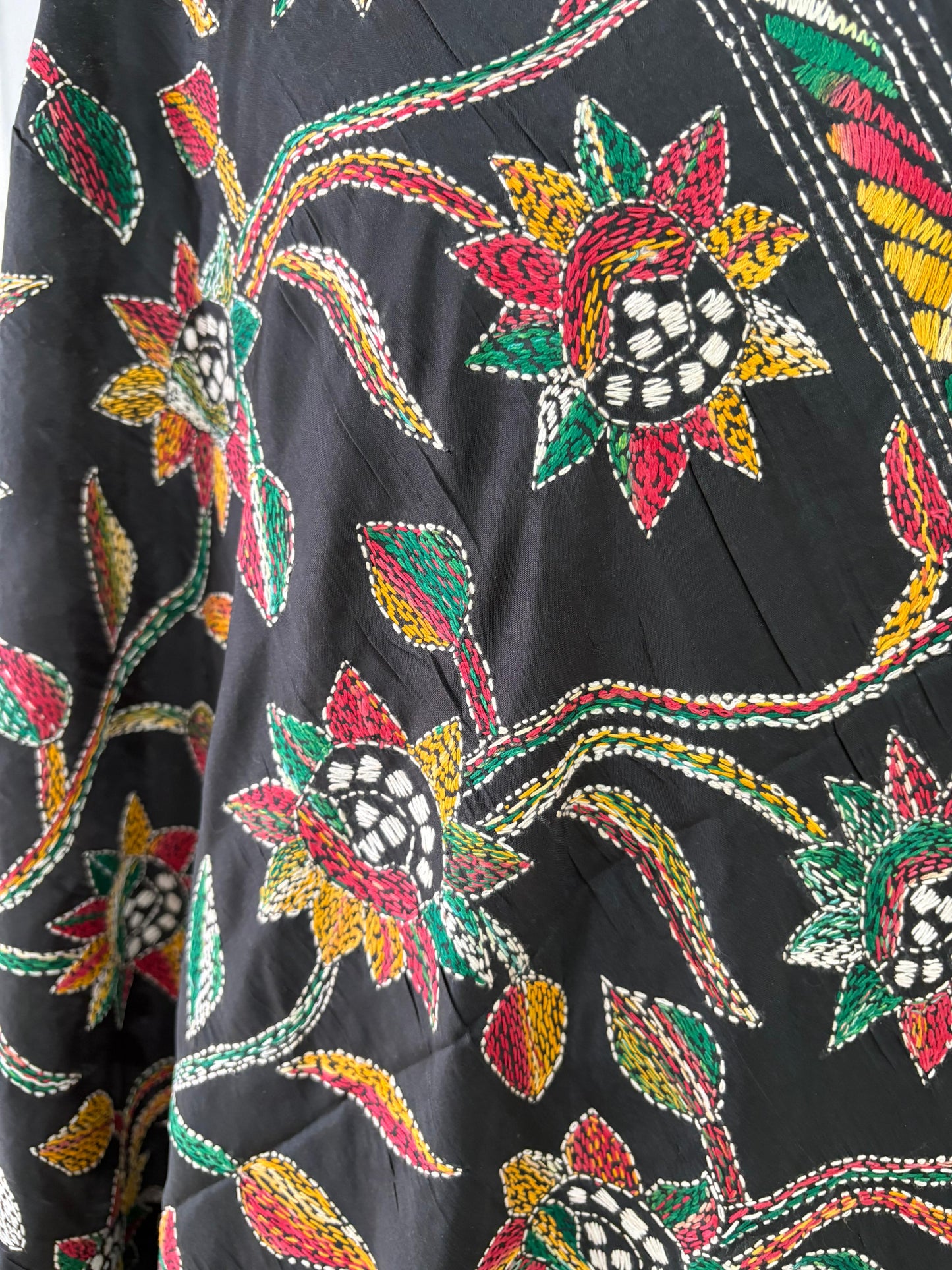 Kantha Stitch Hand Embroidary Full Work Blended Banglore Silk Dupatta 44″