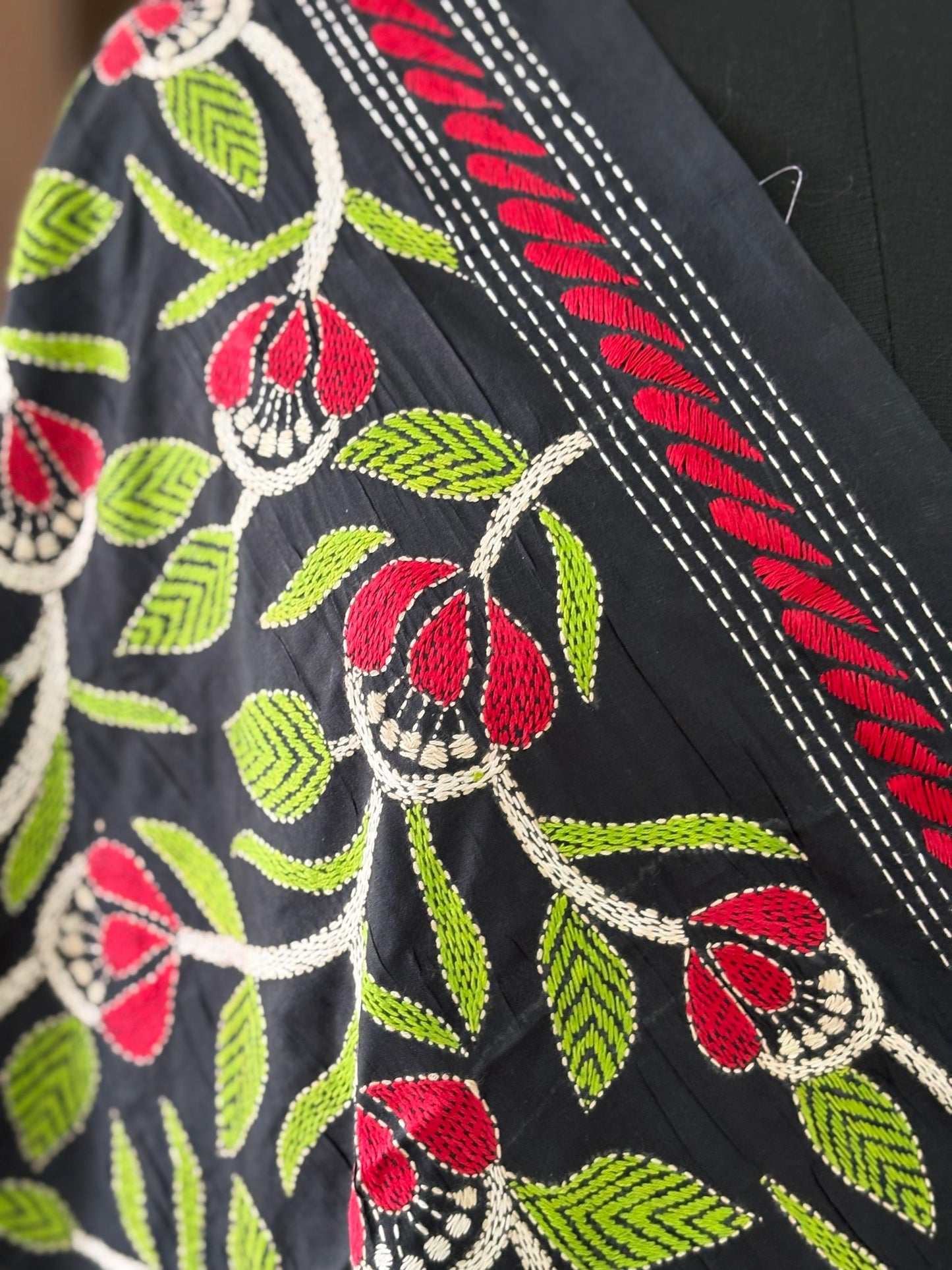 Kantha Stitch Hand Embroidary Full Work Blended Banglore Silk Dupatta 44″