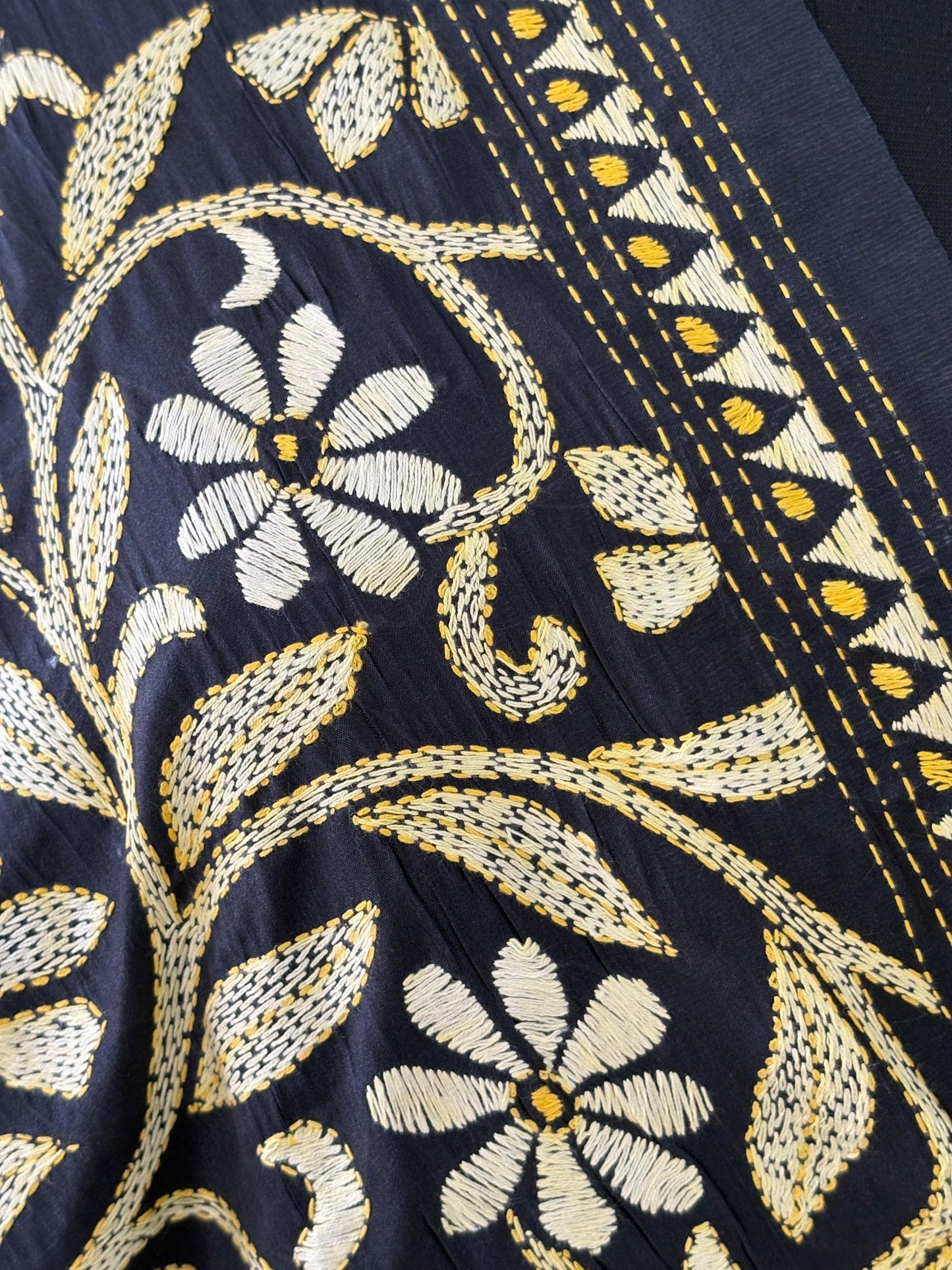 Kantha Stitch Hand Embroidary Full Work Blended Banglore Silk Dupatta 44″