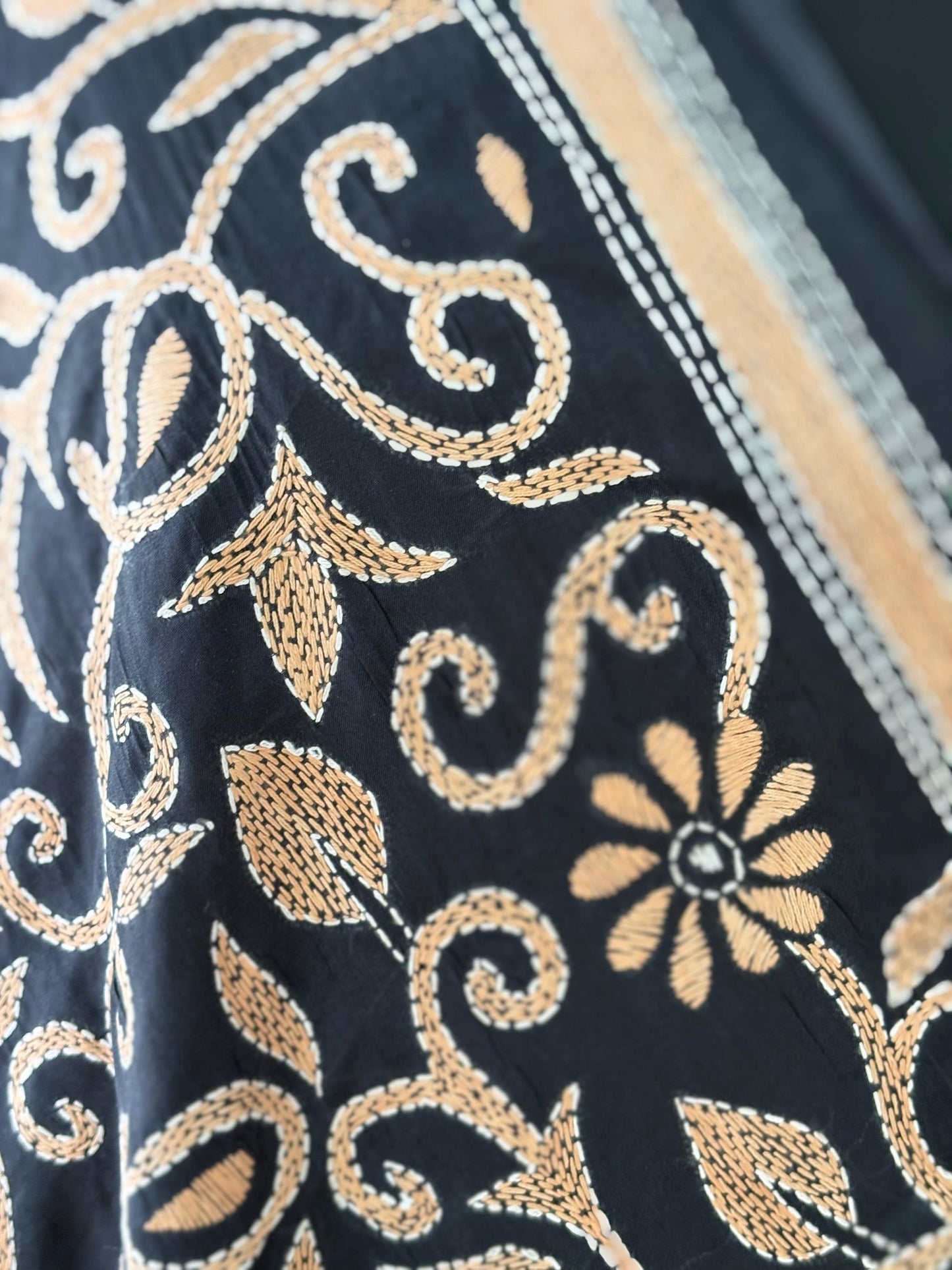 Kantha Stitch Hand Embroidary Full Work Blended Banglore Silk Dupatta 44″