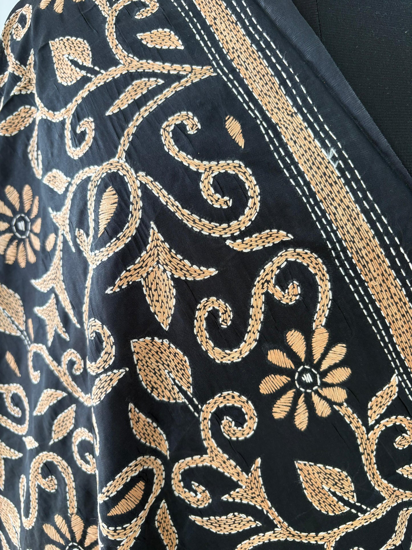 Kantha Stitch Hand Embroidary Full Work Blended Banglore Silk Dupatta 44″