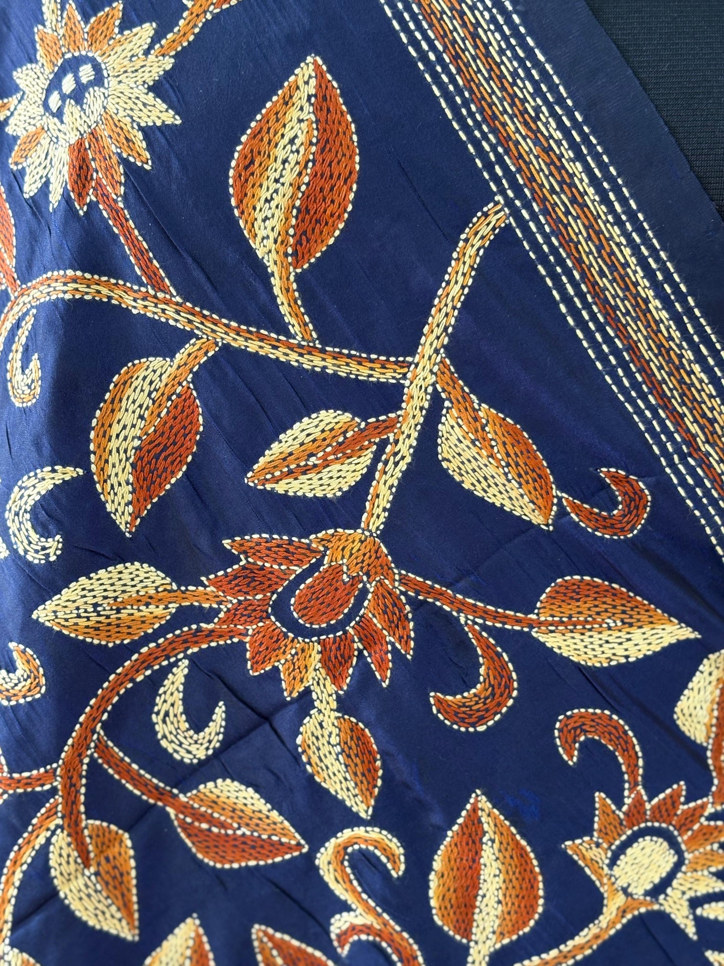 Kantha Stitch Hand Embroidary Full Work Blended Banglore Silk Dupatta 44″