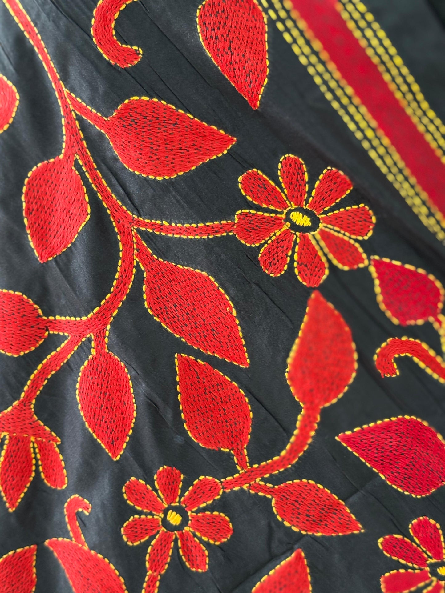 Kantha Stitch Hand Embroidary Full Work Blended Banglore Silk Dupatta 44″