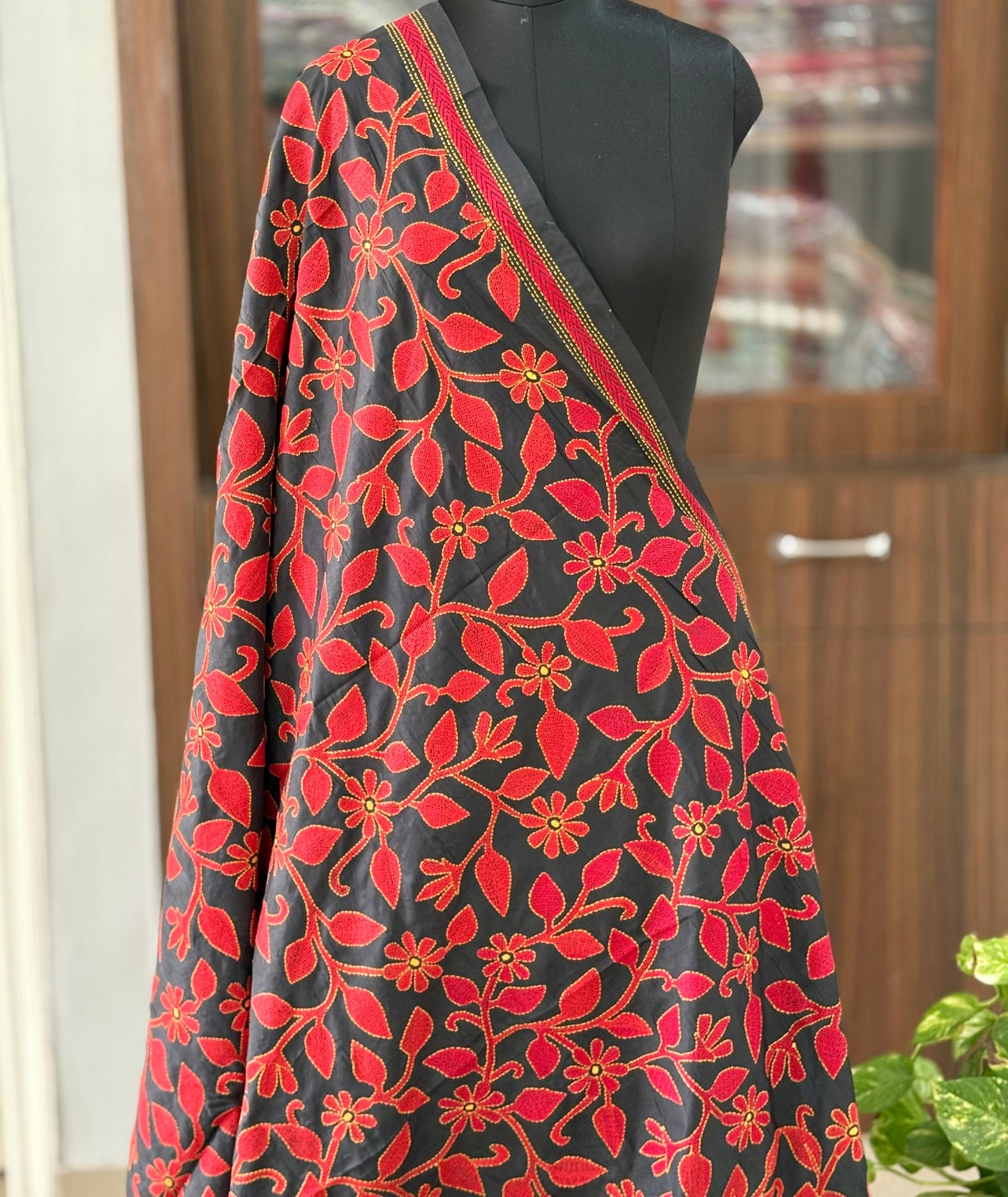 Kantha Stitch Hand Embroidary Full Work Blended Banglore Silk Dupatta 44″