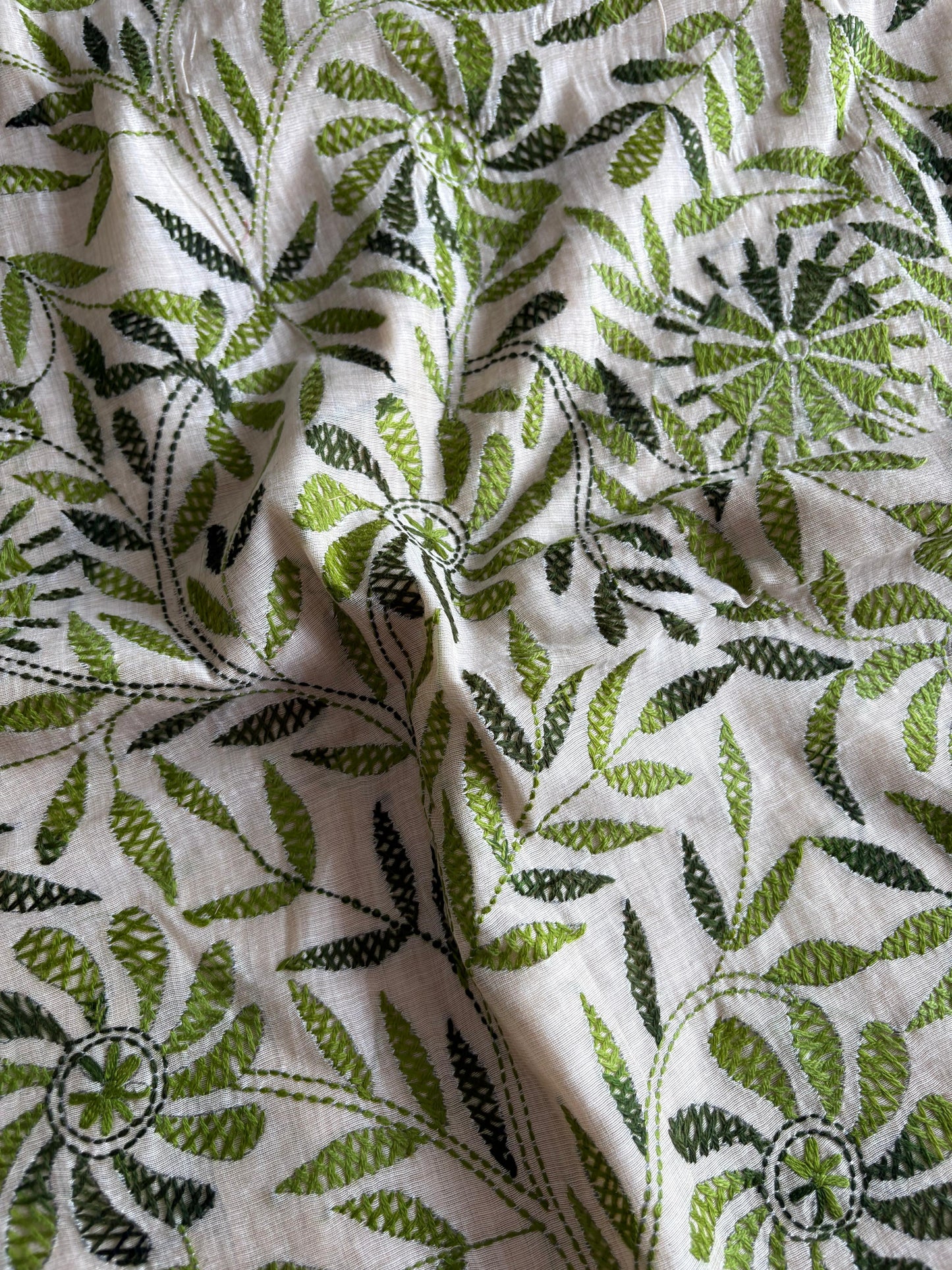 Kantha Hand Embroidered semi tassar silk Saree