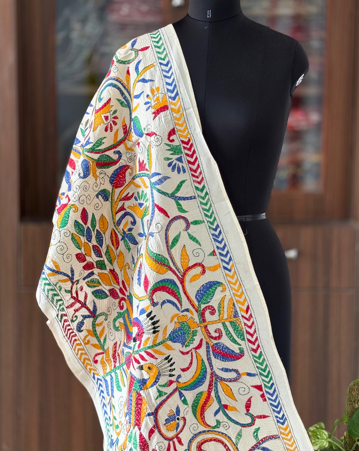 Nakshi Kantha Semi Tusshar silk Stole