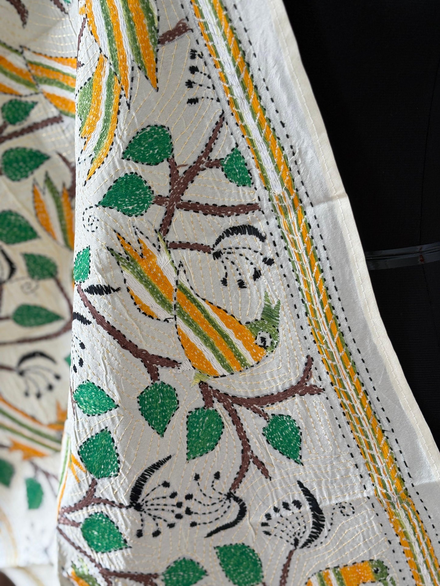 Nakshi Kantha Semi Tusshar silk Stole