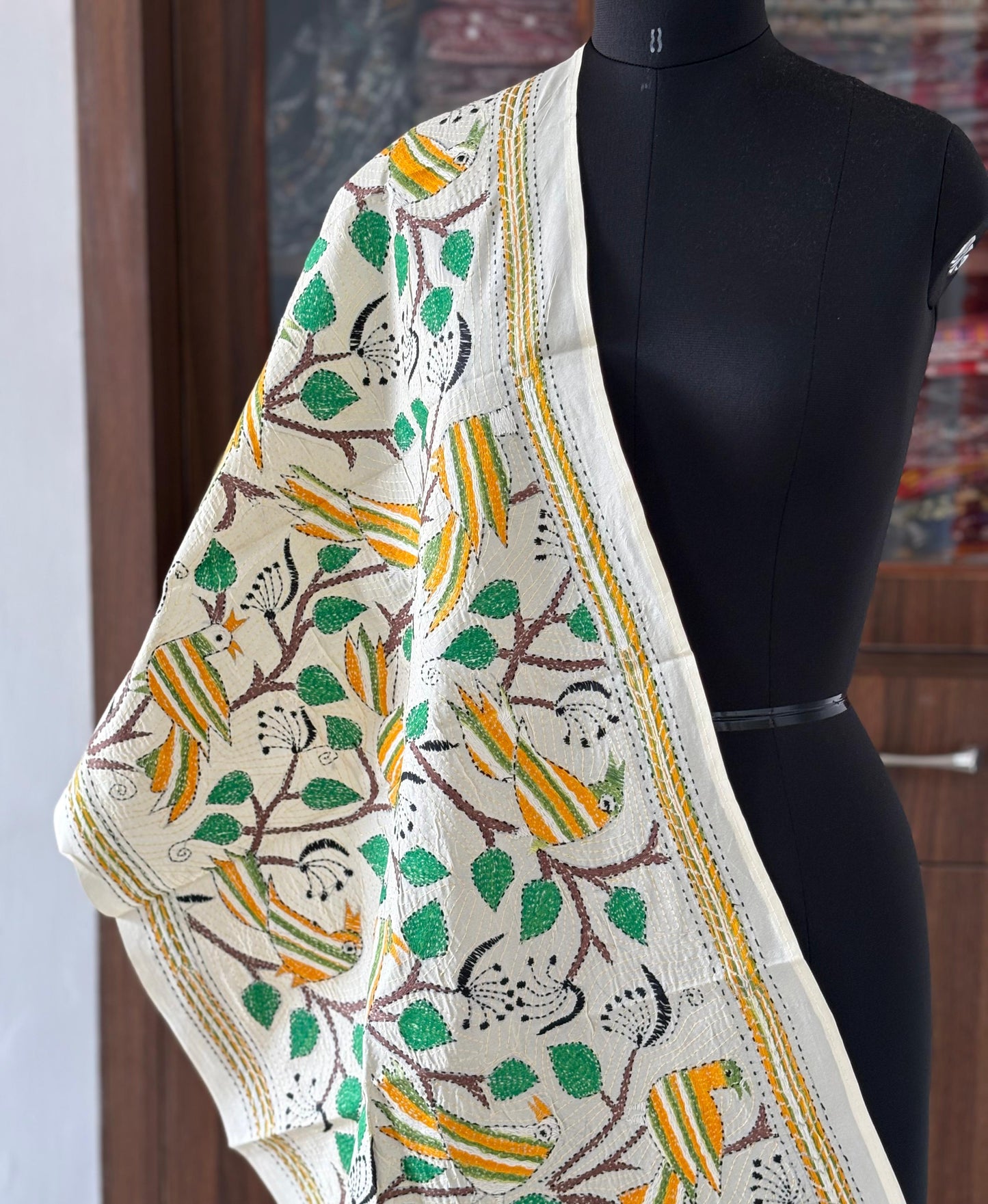 Nakshi Kantha Semi Tusshar silk Stole