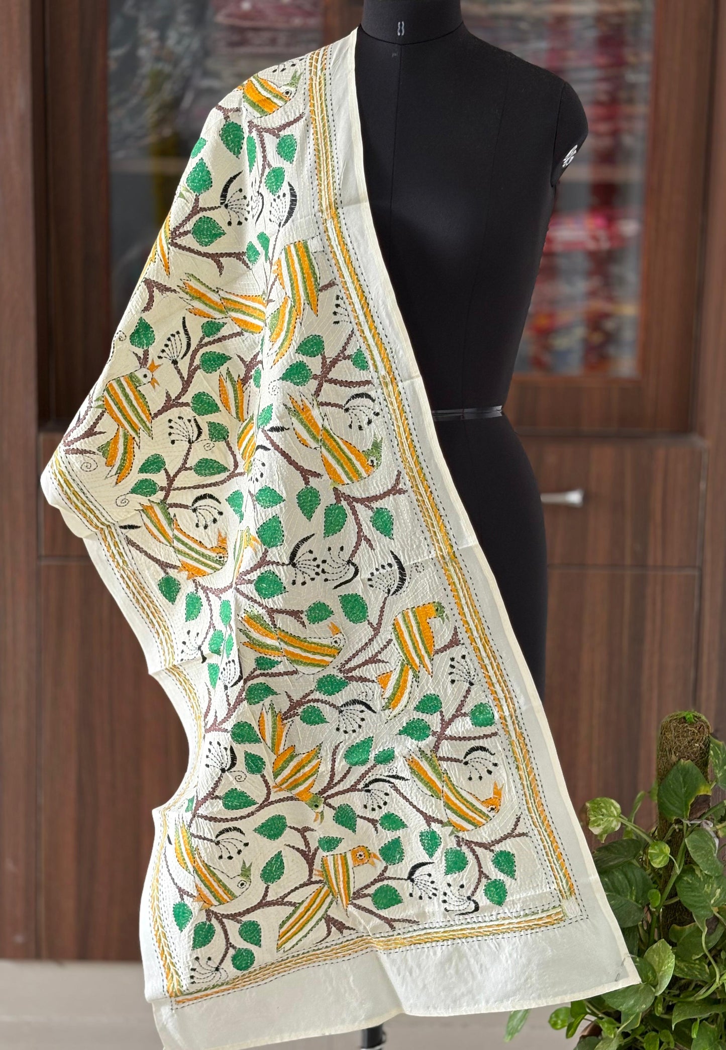 Nakshi Kantha Semi Tusshar silk Stole