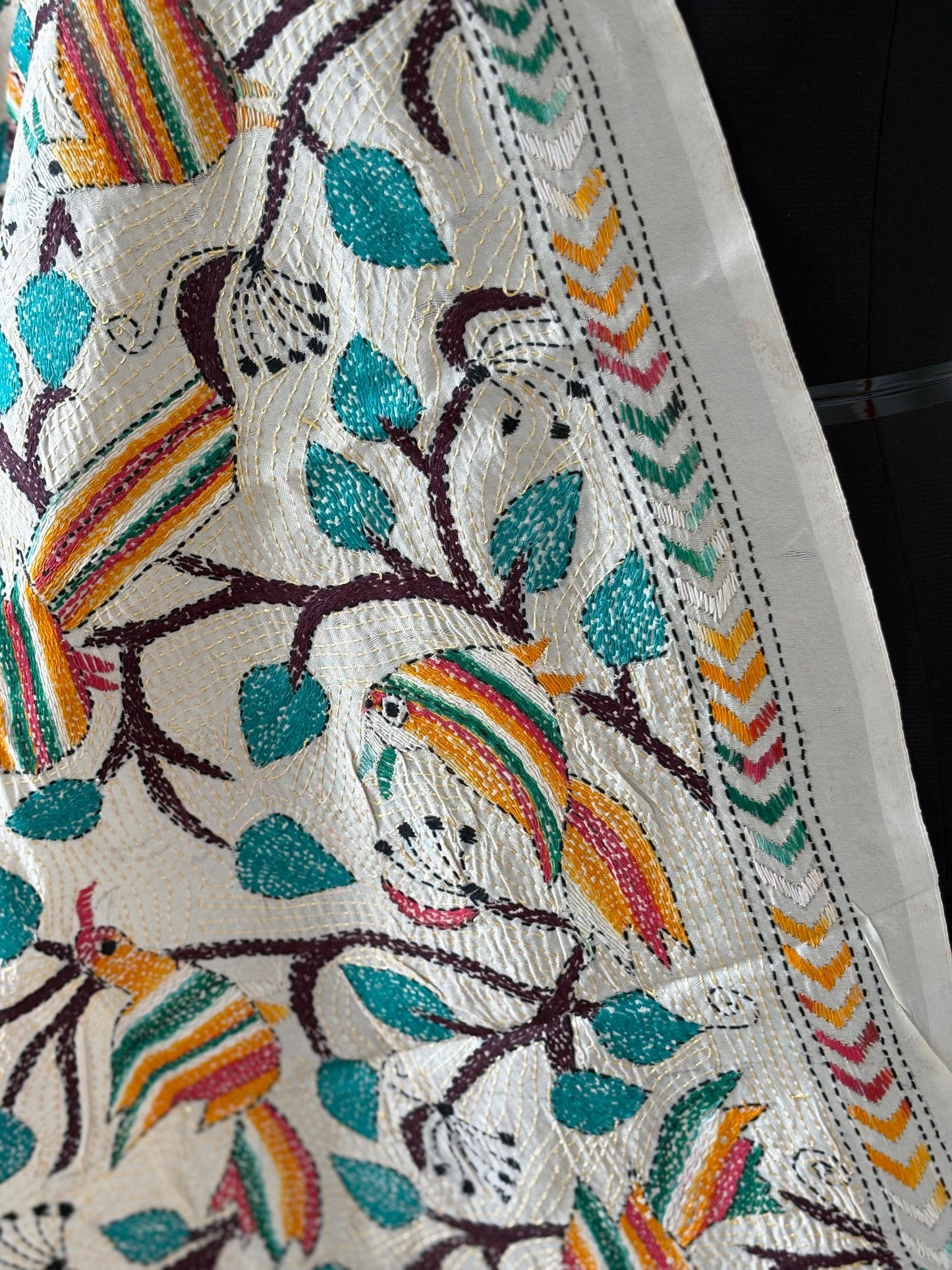 Nakshi Kantha Semi Tusshar silk Stole
