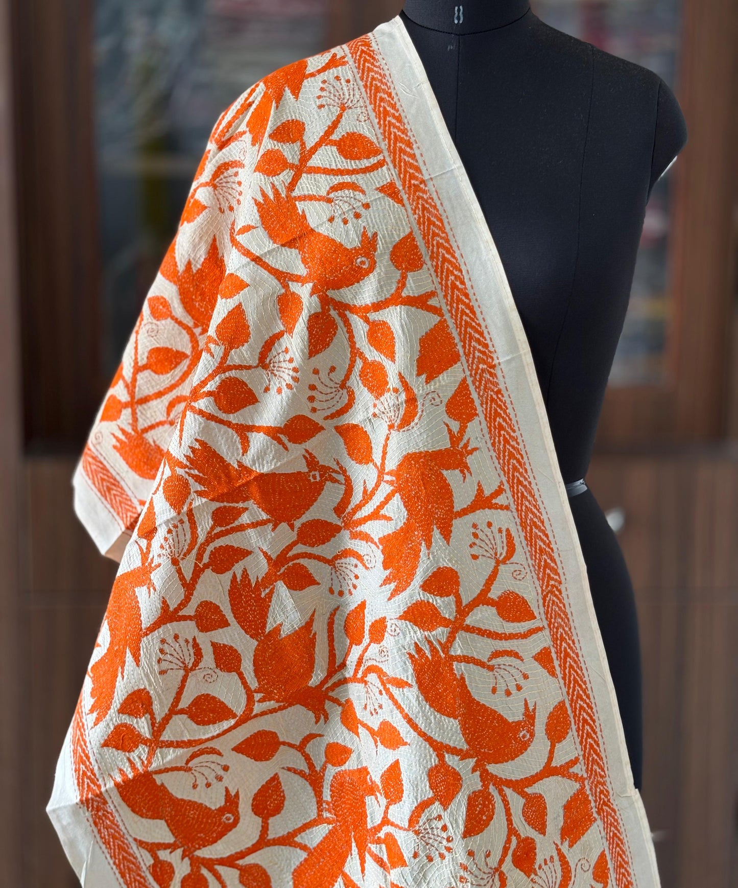 Nakshi Kantha Semi Tusshar silk Stole