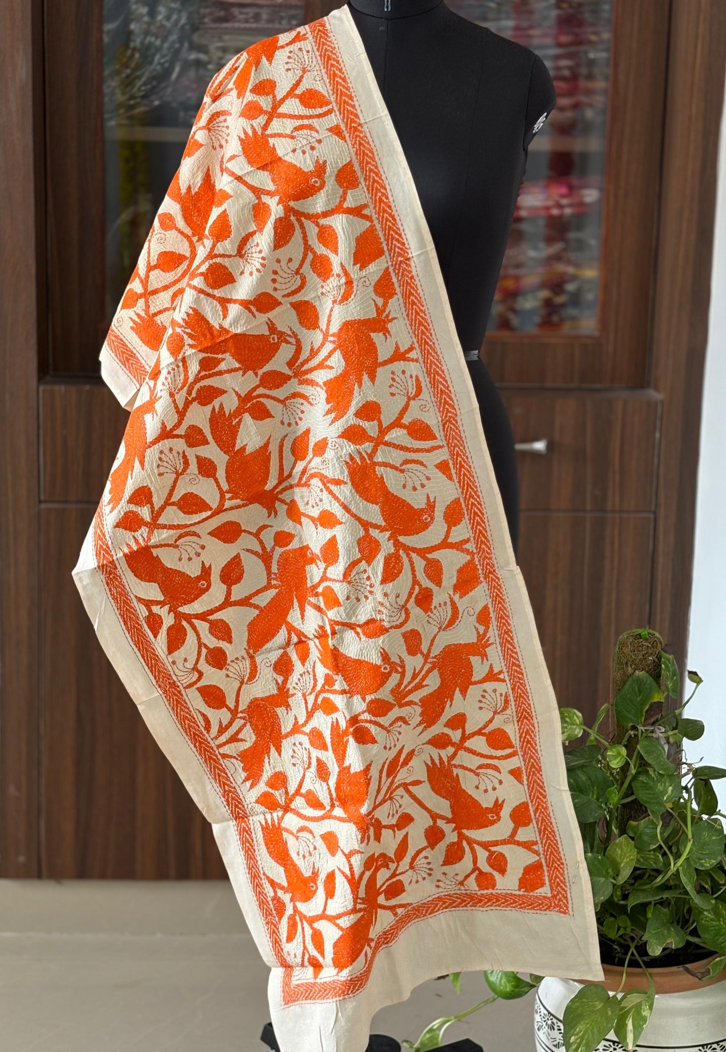 Nakshi Kantha Semi Tusshar silk Stole