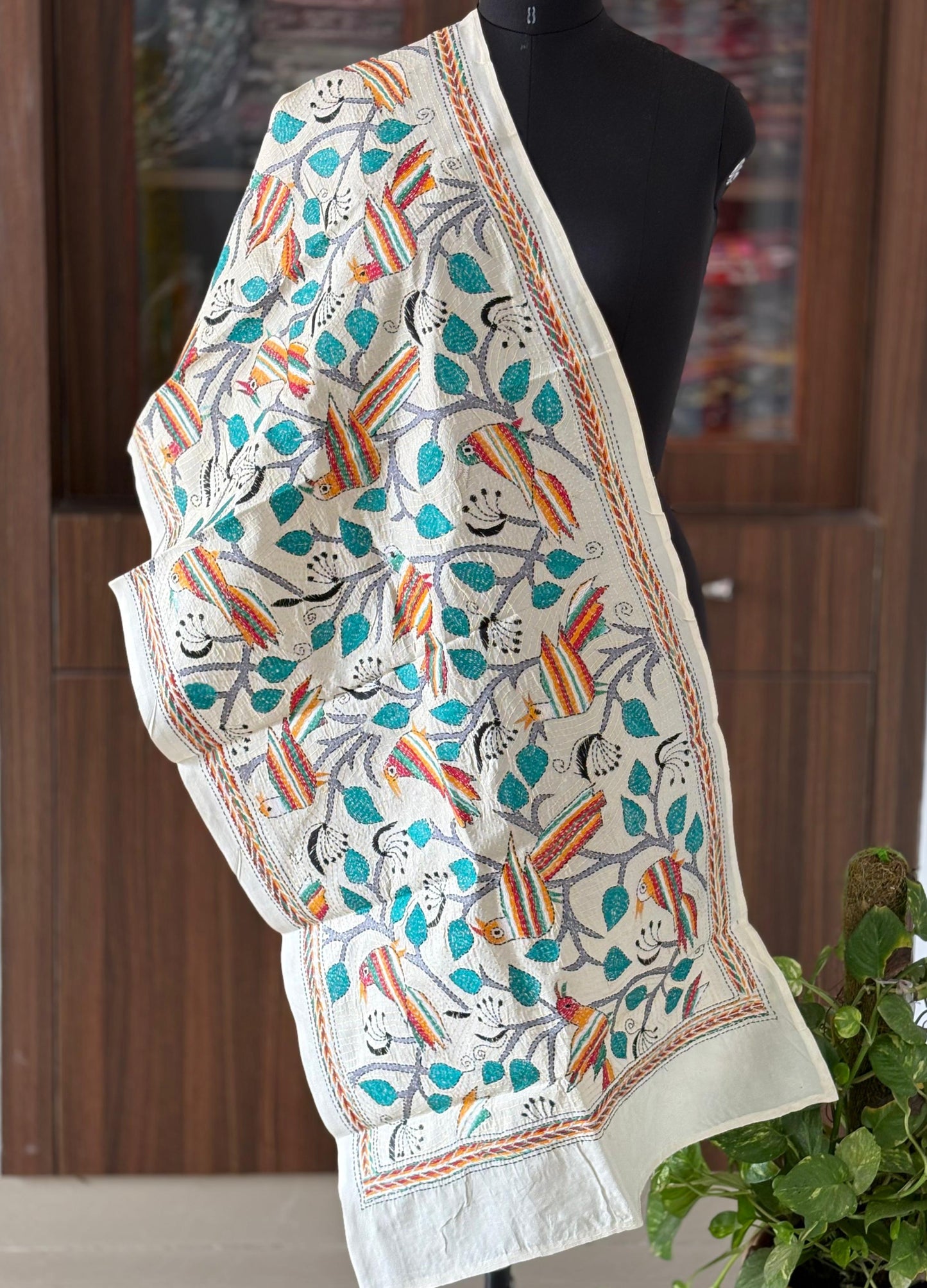 Nakshi Kantha Semi Tusshar silk Stole