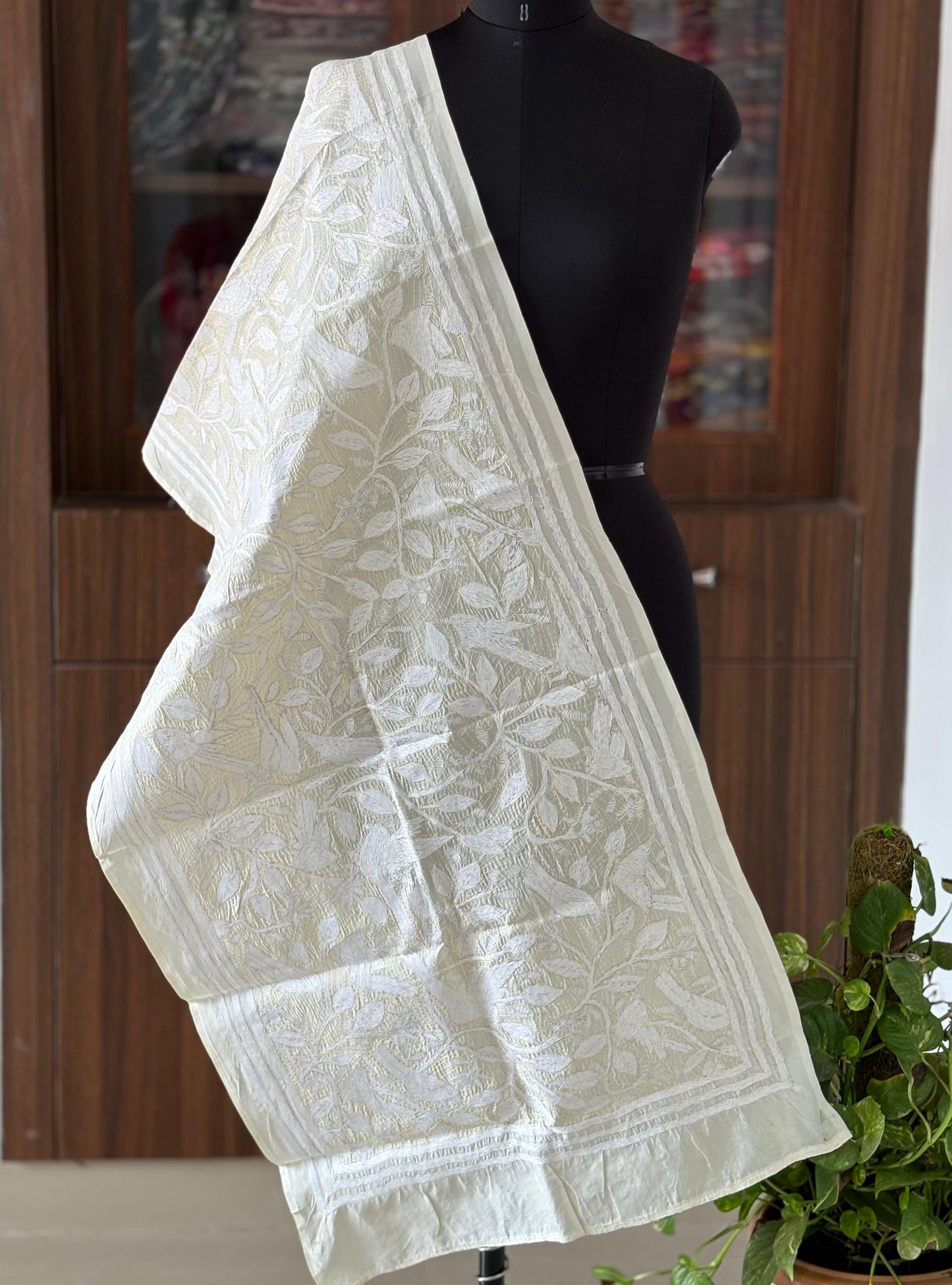Nakshi Kantha Semi Tusshar silk Stole