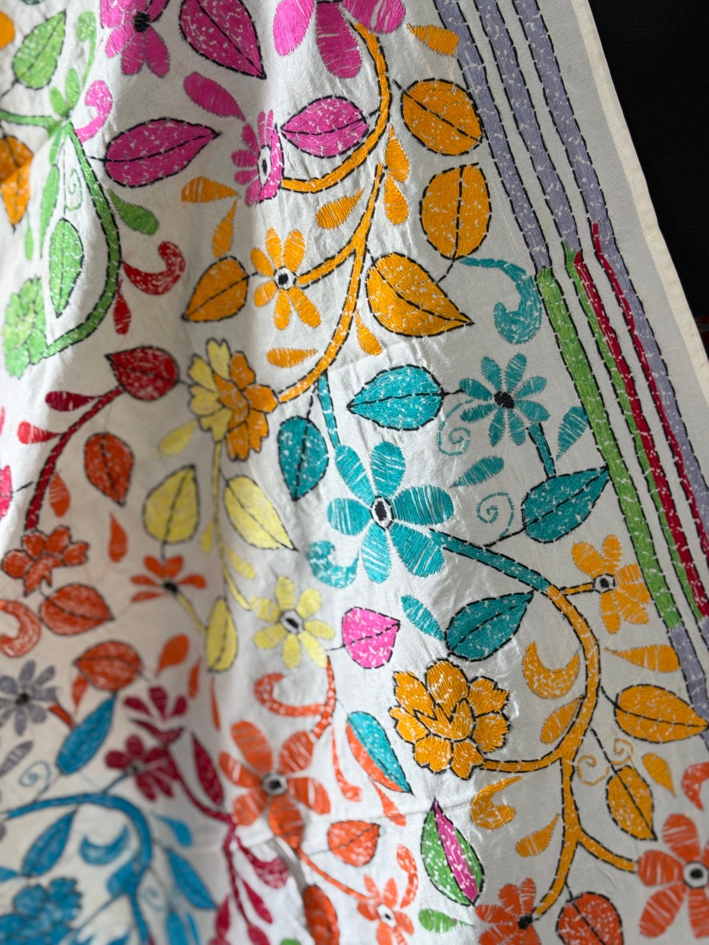 Nakshi Kantha Semi Tusshar silk Stole