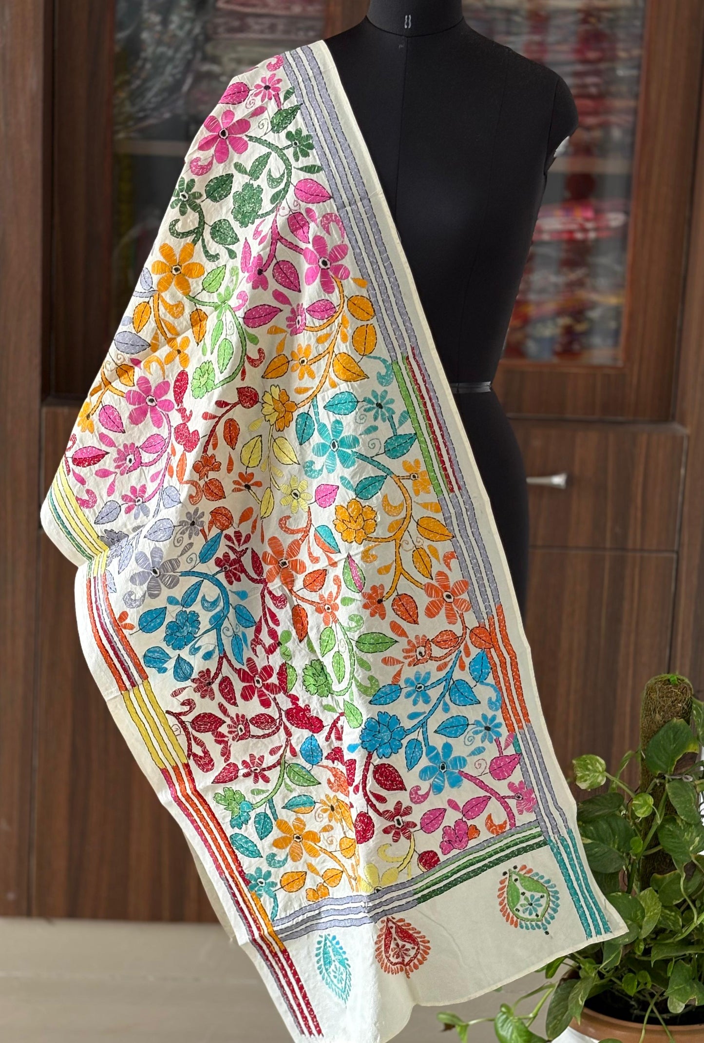 Nakshi Kantha Semi Tusshar silk Stole