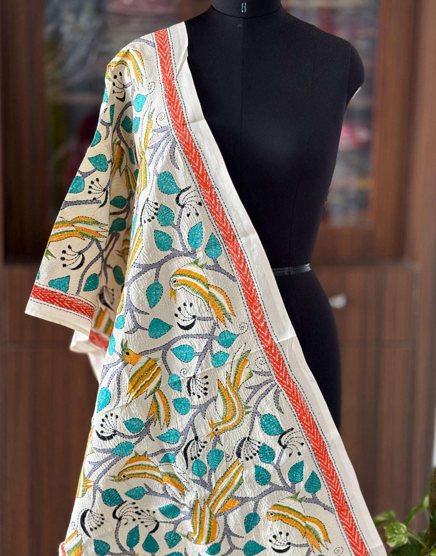 Nakshi Kantha Semi Tusshar silk Stole