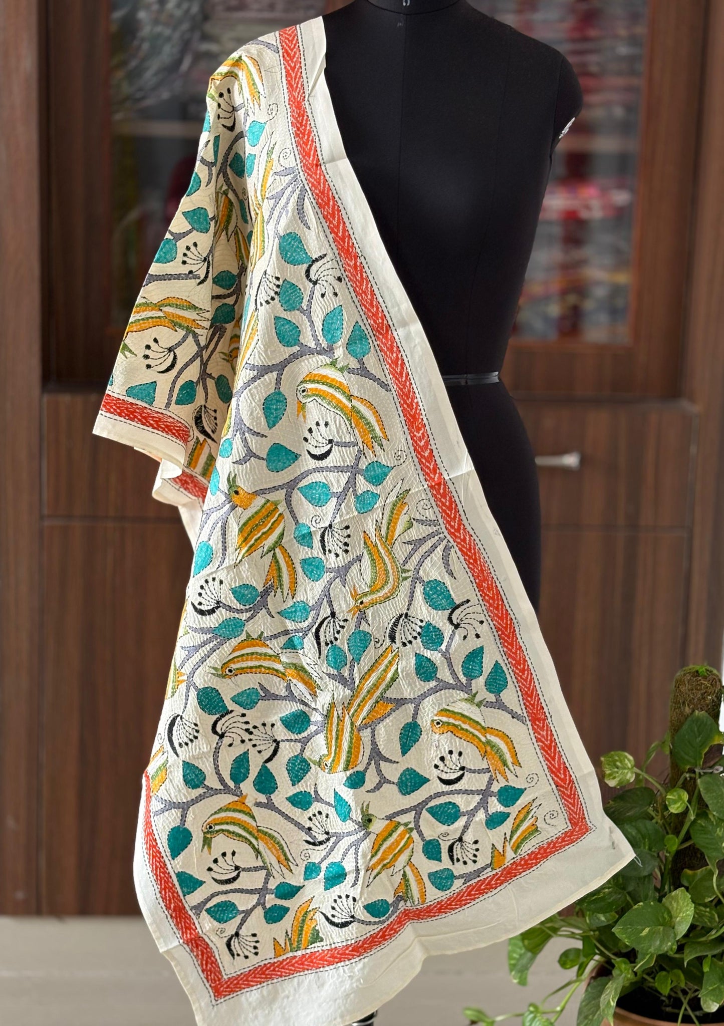 Nakshi Kantha Semi Tusshar silk Stole
