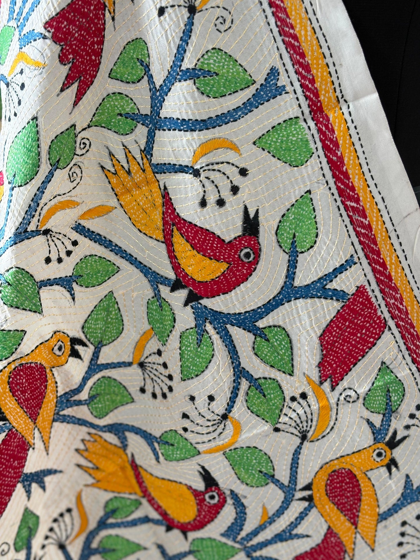 Nakshi Kantha Semi Tusshar silk Stole