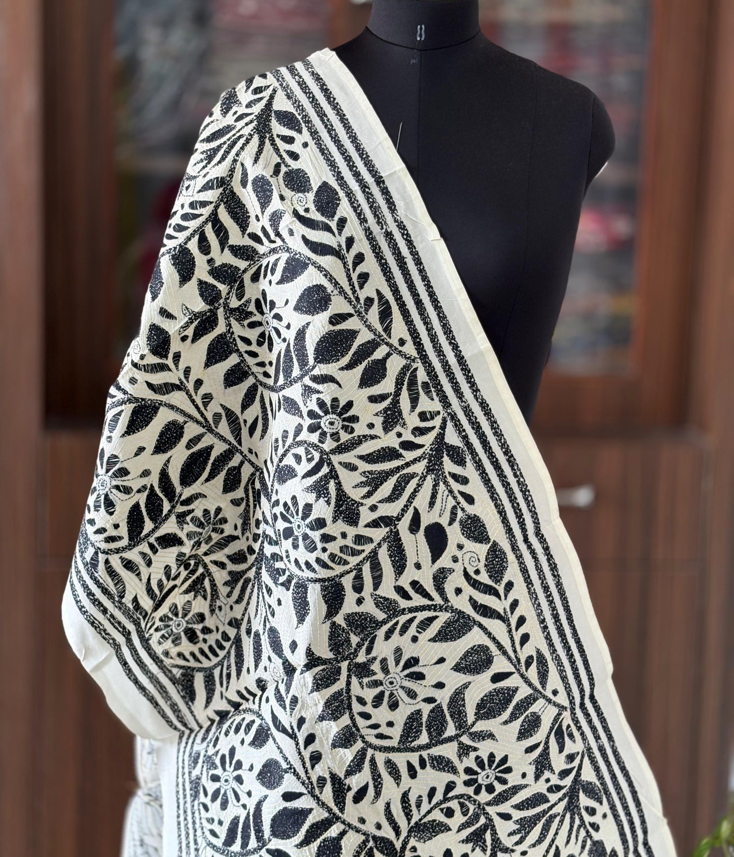 Nakshi Kantha Semi Tusshar silk Stole