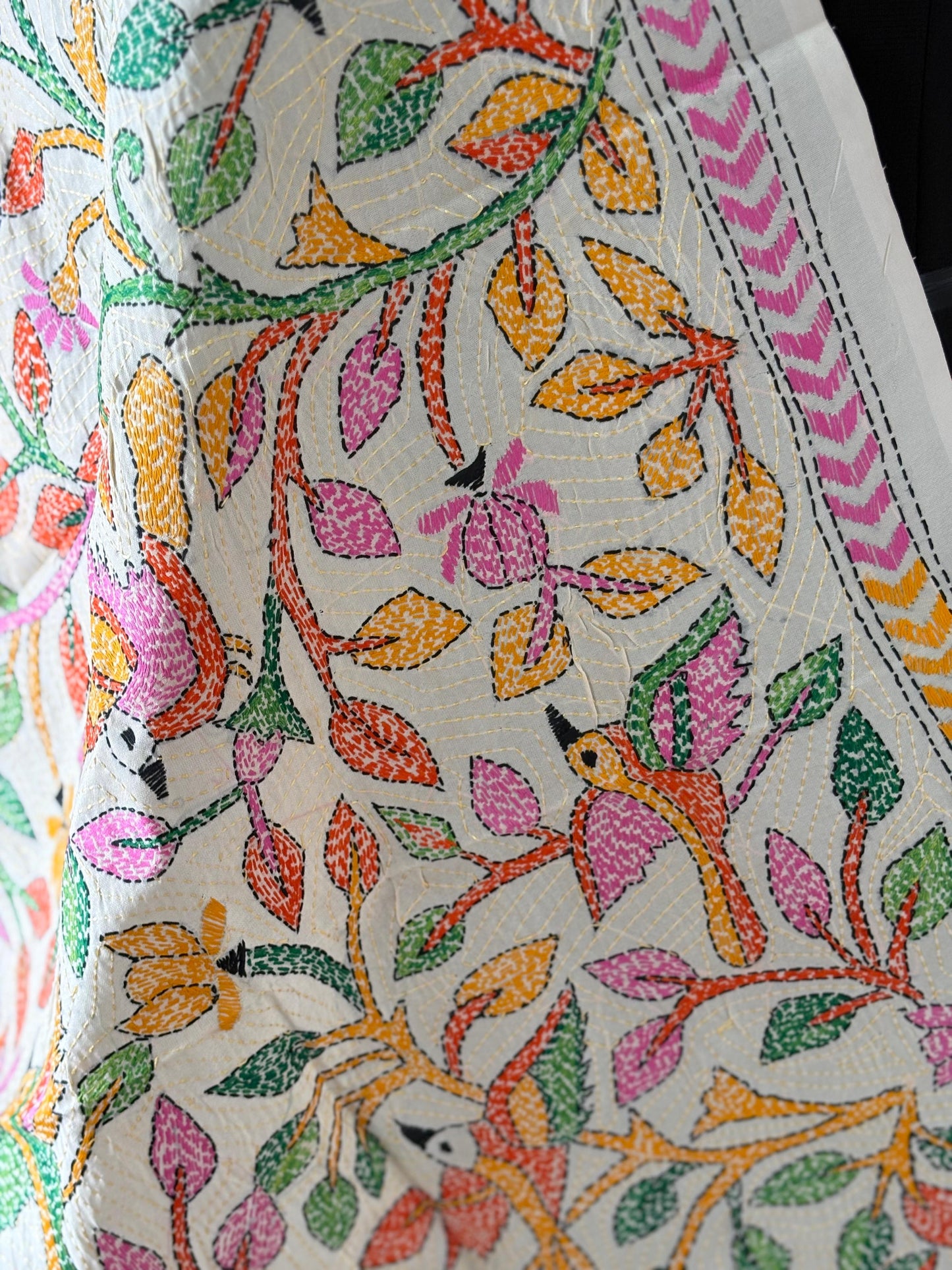 Nakshi Kantha Semi Tusshar silk Stole