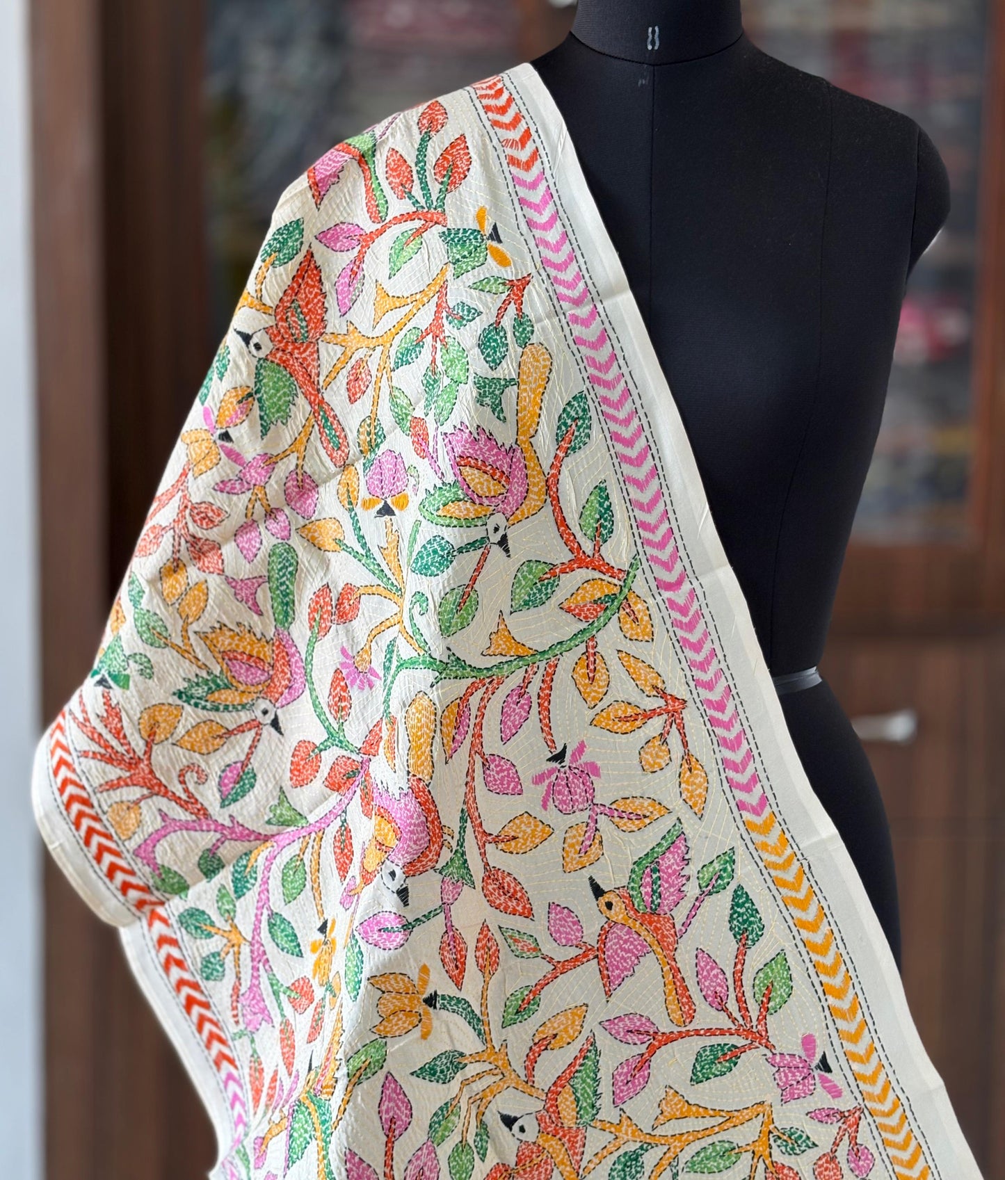 Nakshi Kantha Semi Tusshar silk Stole