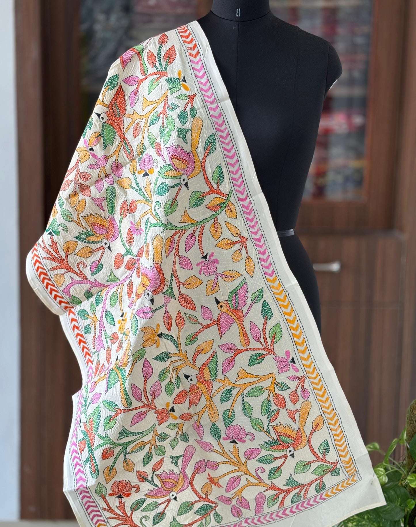 Nakshi Kantha Semi Tusshar silk Stole
