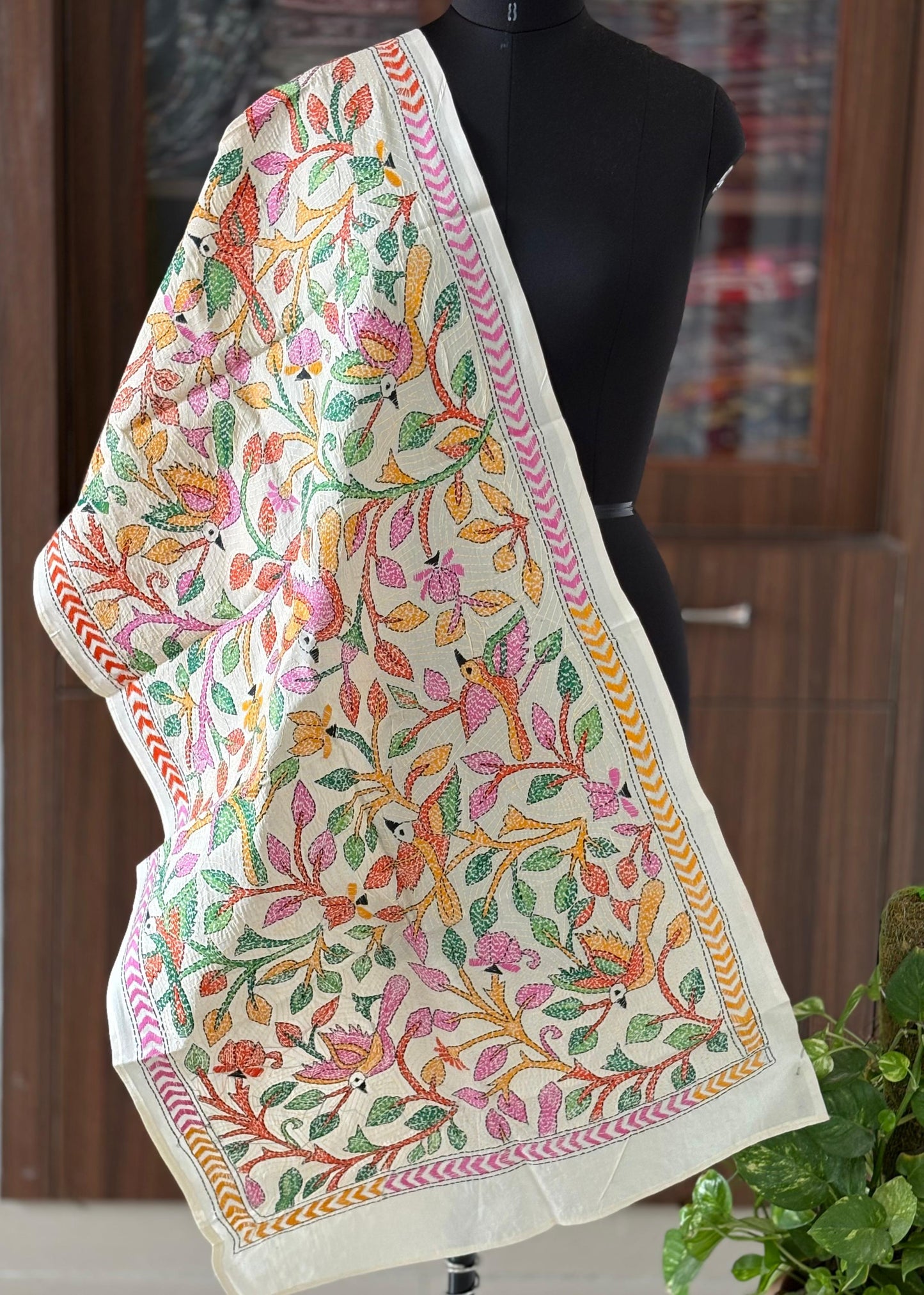 Nakshi Kantha Semi Tusshar silk Stole