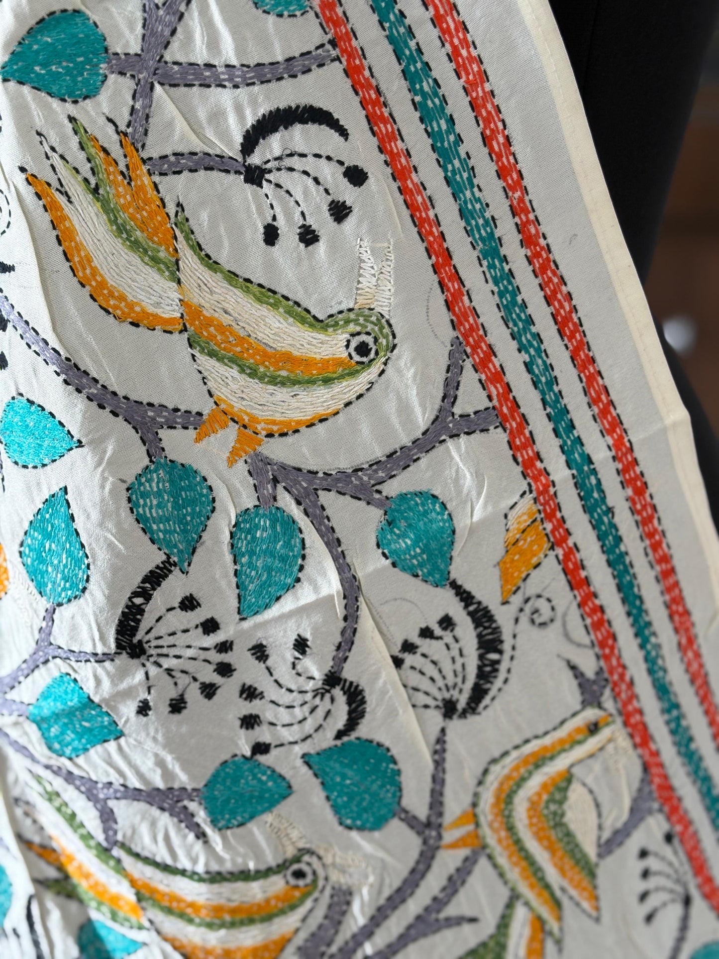 Nakshi Kantha Semi Tusshar silk Stole