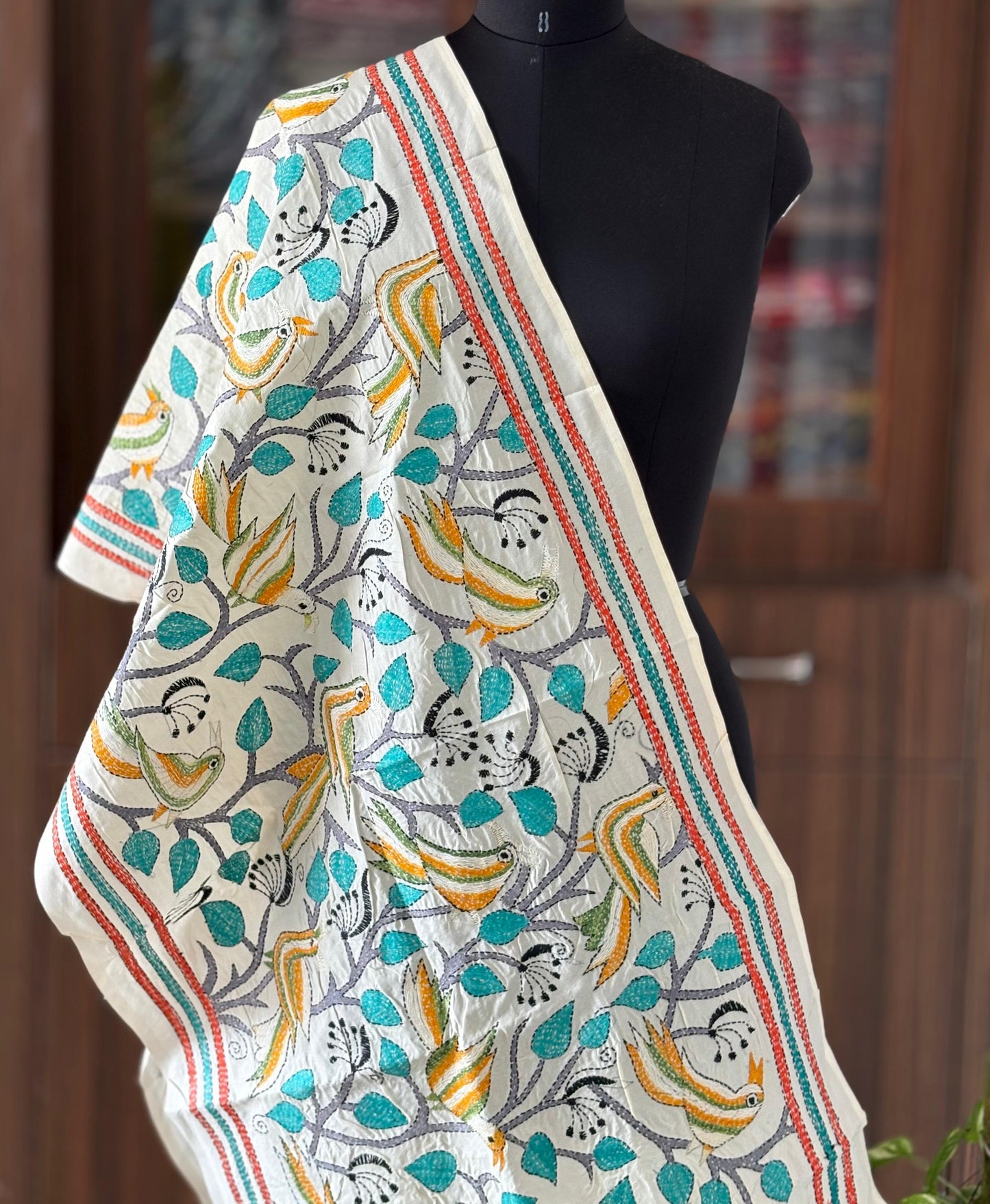 Nakshi Kantha Semi Tusshar silk Stole