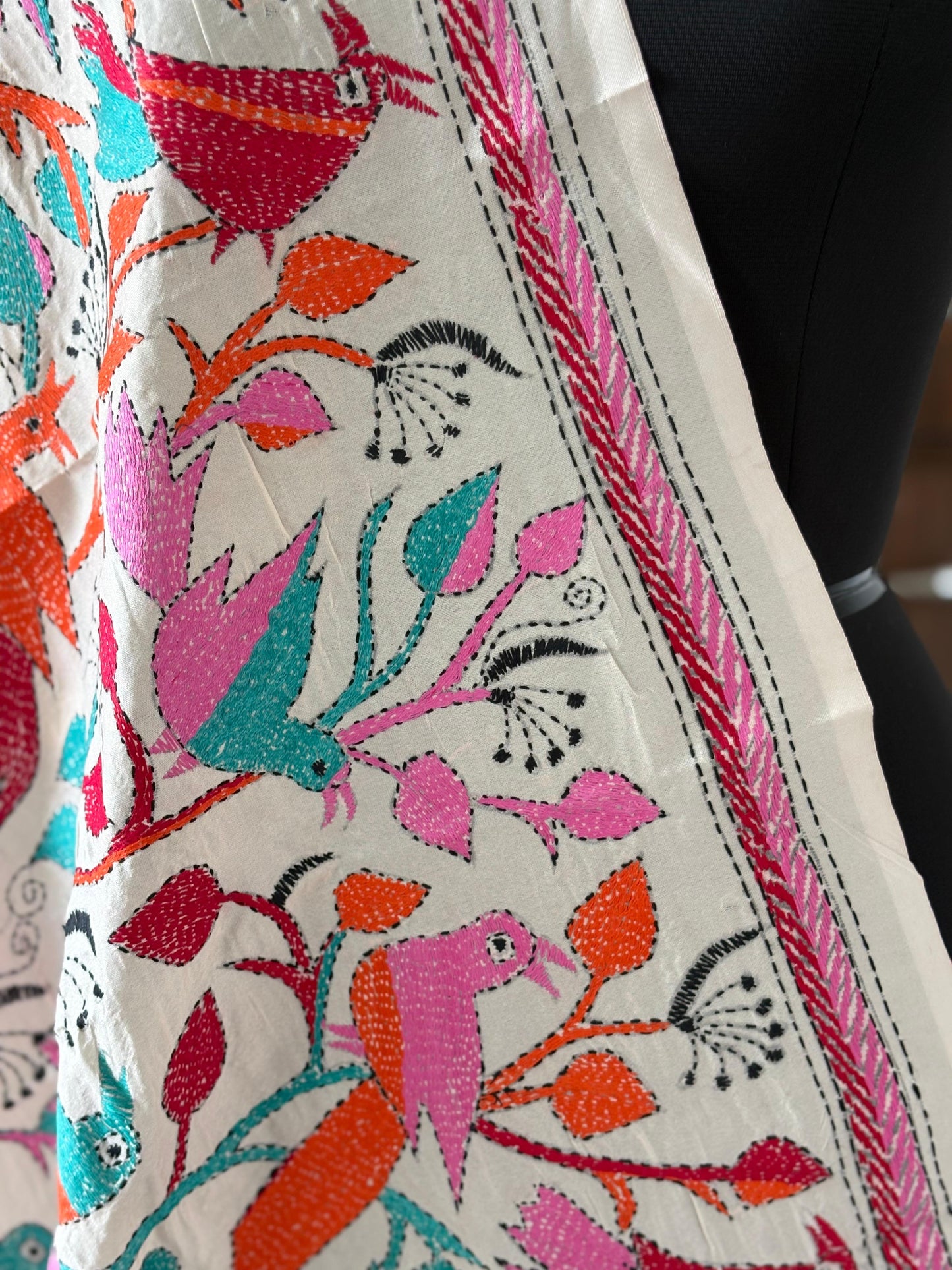 Nakshi Kantha Semi Tusshar silk Stole